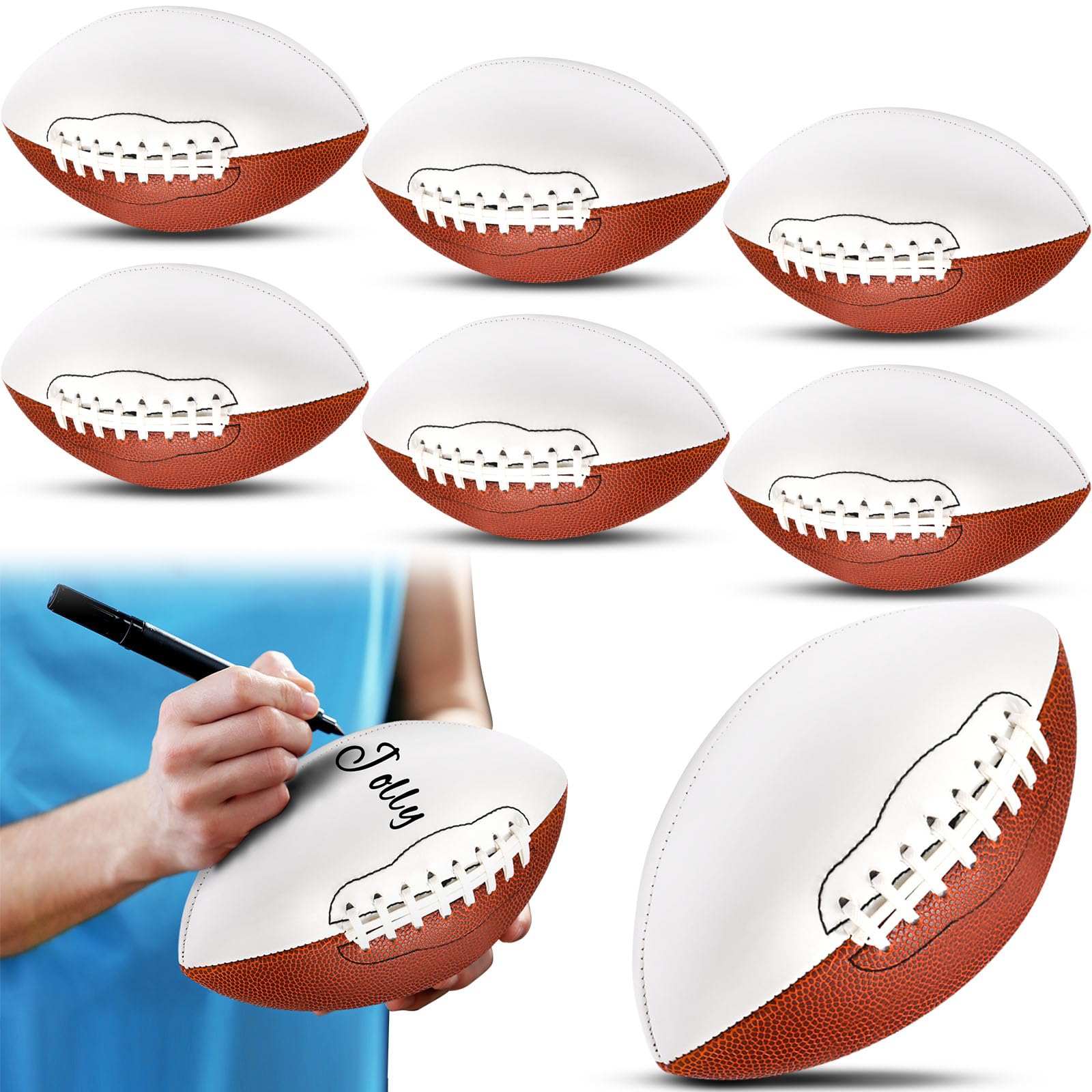 Jenaai 6-Pack 5.91 Inch Mini Footballs - Size 1 Blank Autograph Footballs for Customization - Perfect for American Football Signatures, Rugby Games, Wedding Garter Toss & Trophy Awards - Great for Sports Memorabilia, Team Events & Fan Collectibles