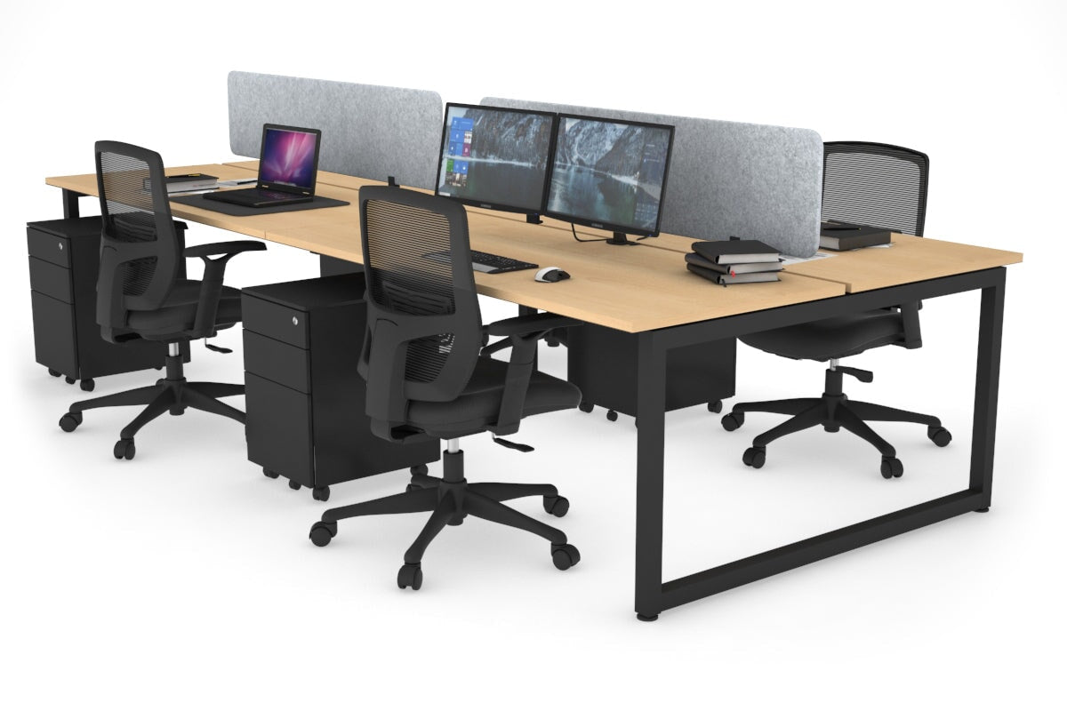 Quadro Loop Legs 4 Person Office Workstation Desk - 1800L x 700W - Modern Collaborative Workspace Solution for Team Projects & Office Meetings