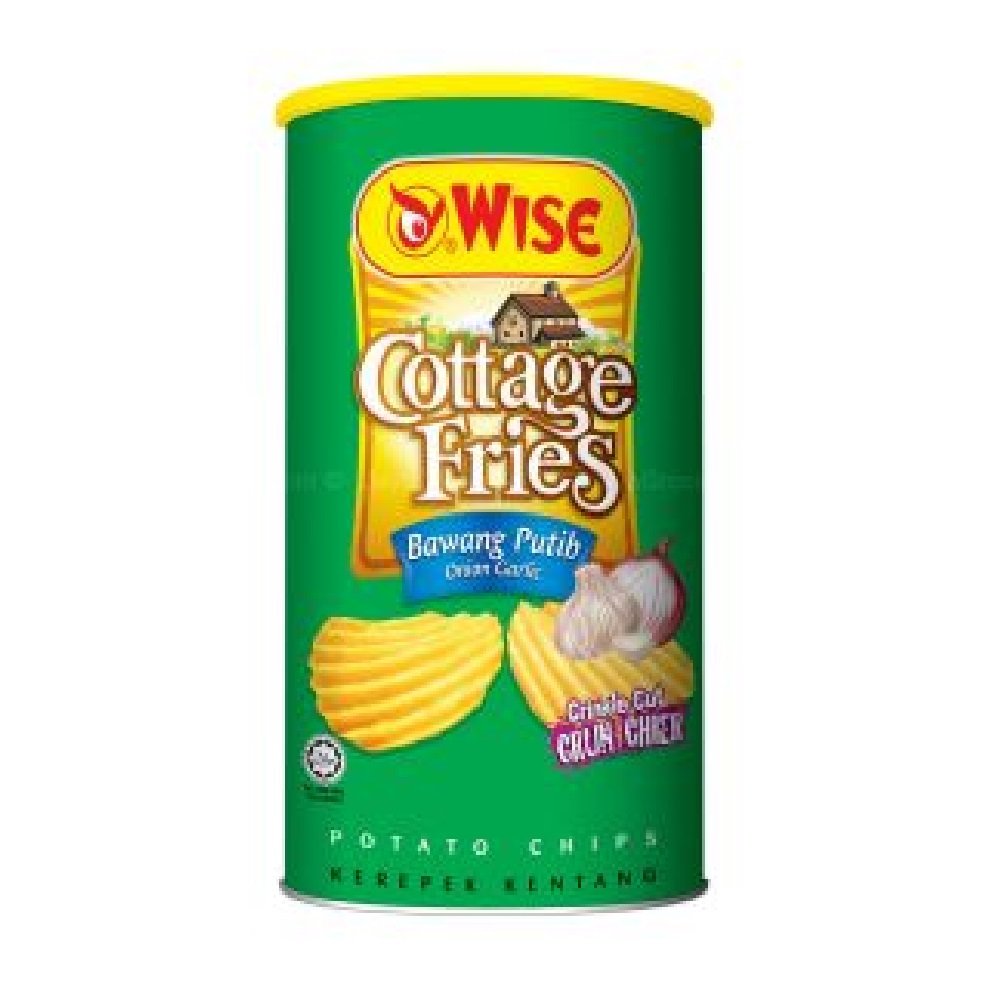Wise Cottage Fries Potato Chips 90g (Onion Garlic Flavor) - Pack of 9 Cans | Crunchy Snack for Parties, Picnics & Movie Nights
