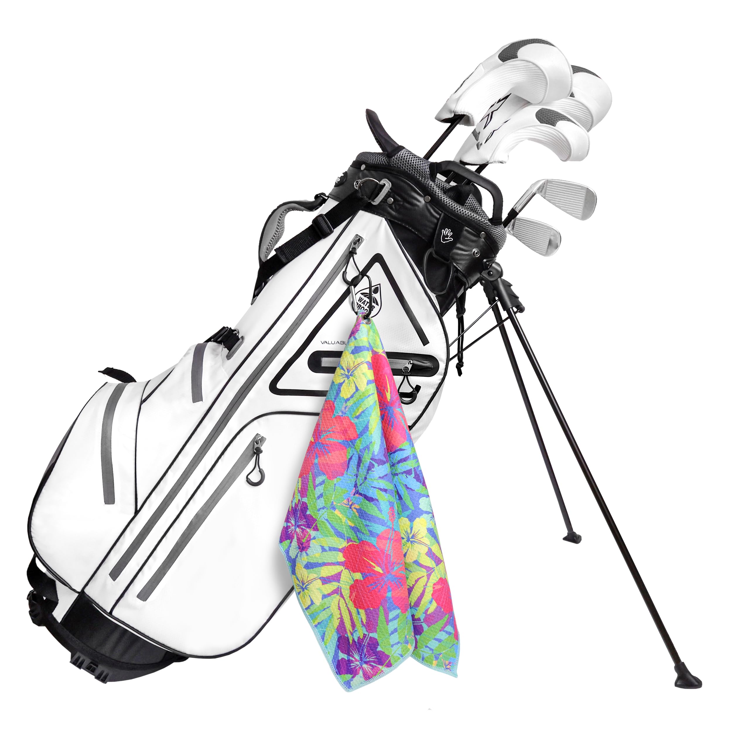 Premium Golf Towel Set of 2 - Microfiber Waffle & Ball Towels for Men & Women - Durable Golf Accessories for Golf Bags - Tropical Floral Design - Perfect Golf Gifts for Him & Her - Ideal for Course Play, Practice & Club Storage