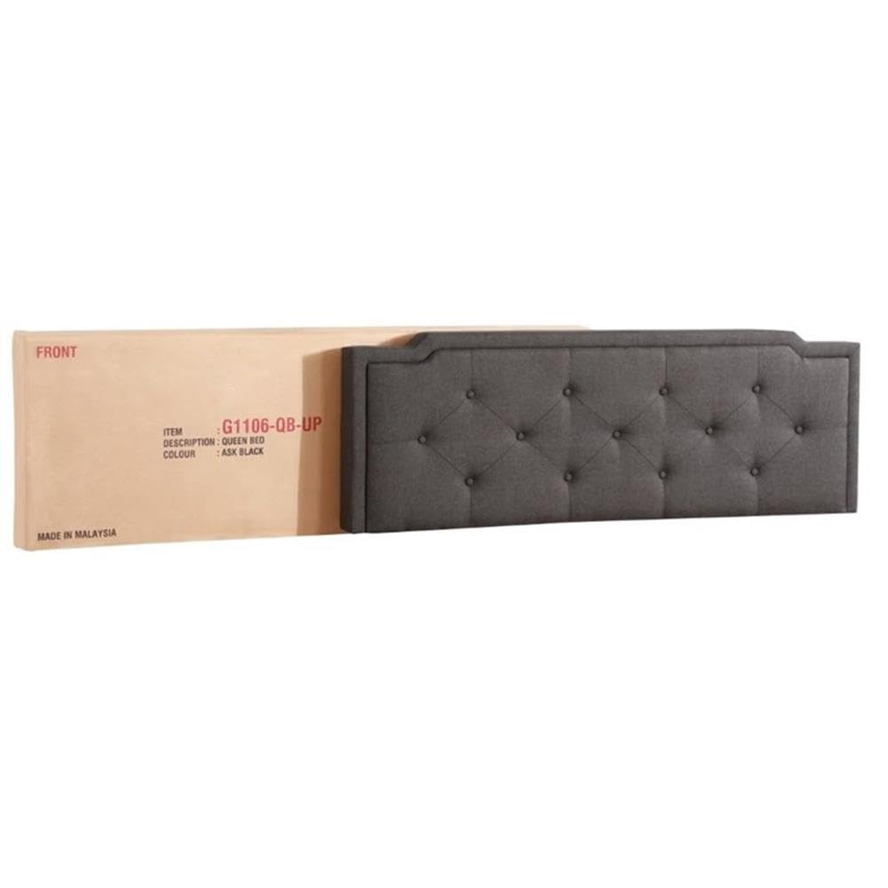 Deb Fabric Upholstered Queen Size Bed Frame in Black - Modern Upholstered Platform Bed with Headboard - Perfect for Master Bedroom, Guest Room & Apartment