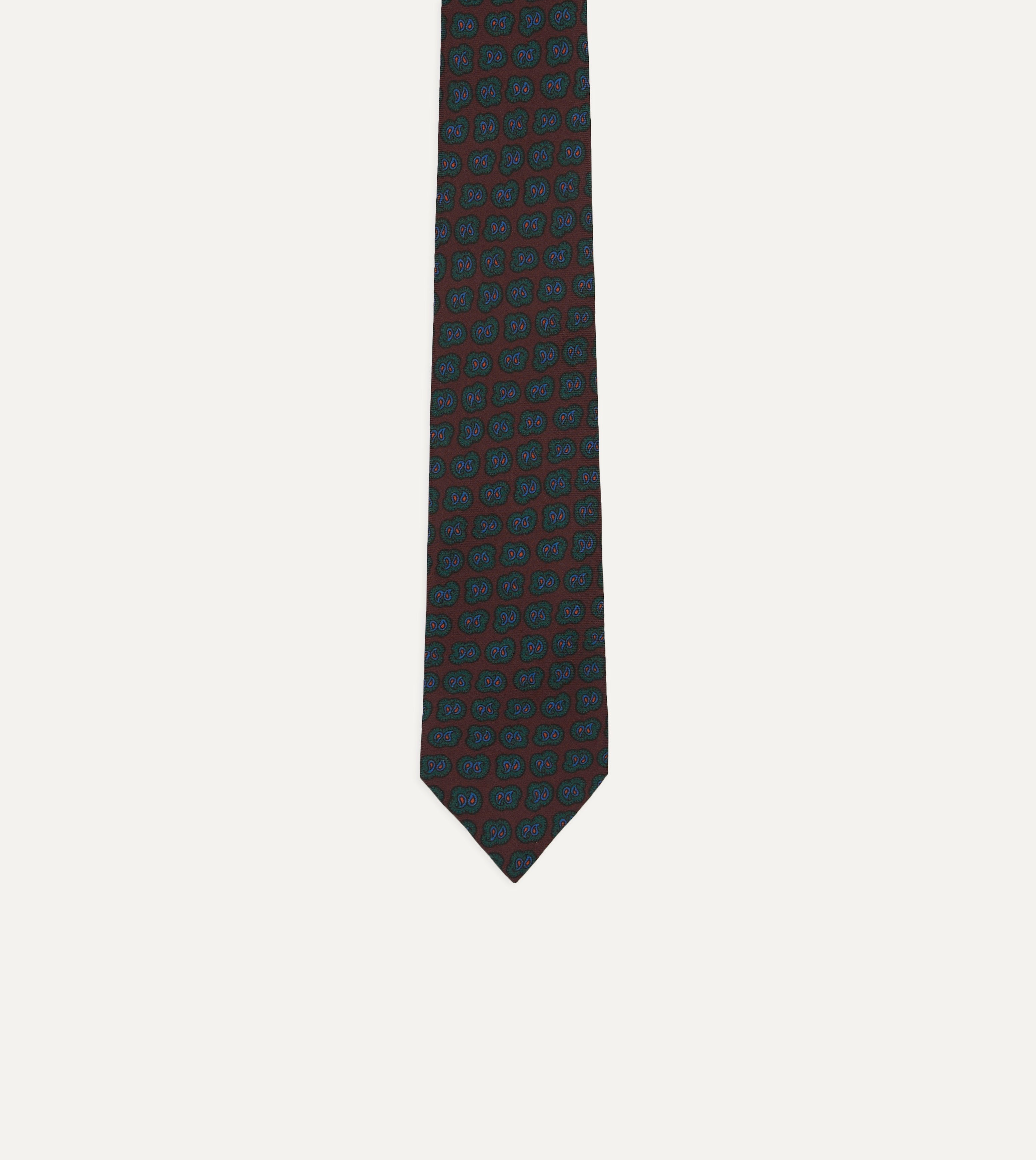 Elegant Purple Paisley Double Leaf Print Silk Tipped Necktie for Men - Perfect for Weddings, Business Meetings & Formal Occasions
