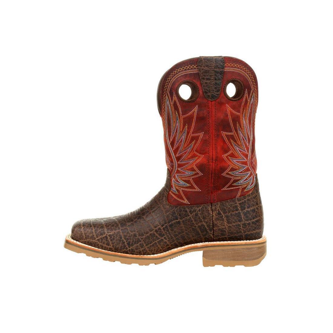 Maverick Pro Steel Toe Waterproof Western Work Boots for Men - Safari Elephant & Crimson - Durable Safety Boots for Construction, Ranch Work & Outdoor Activities