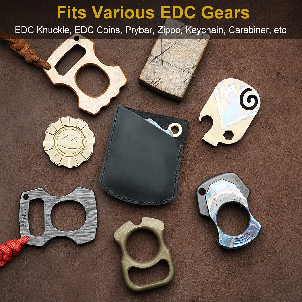 VIPERADE PJ27 Leather Sheath for EDC Knuckle & Coins - Compact Leather Holder for Lighter, Car Key, Carabiner & Mini EDC Gear - Perfect for Everyday Carry, Outdoor Adventures & Tactical Use