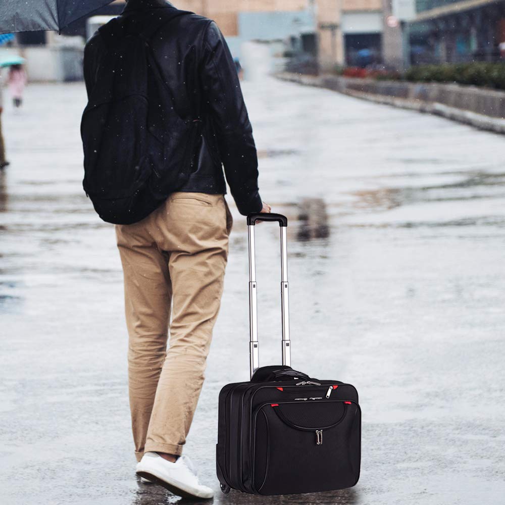 Rolling Laptop Briefcase with Wheels - 14.1