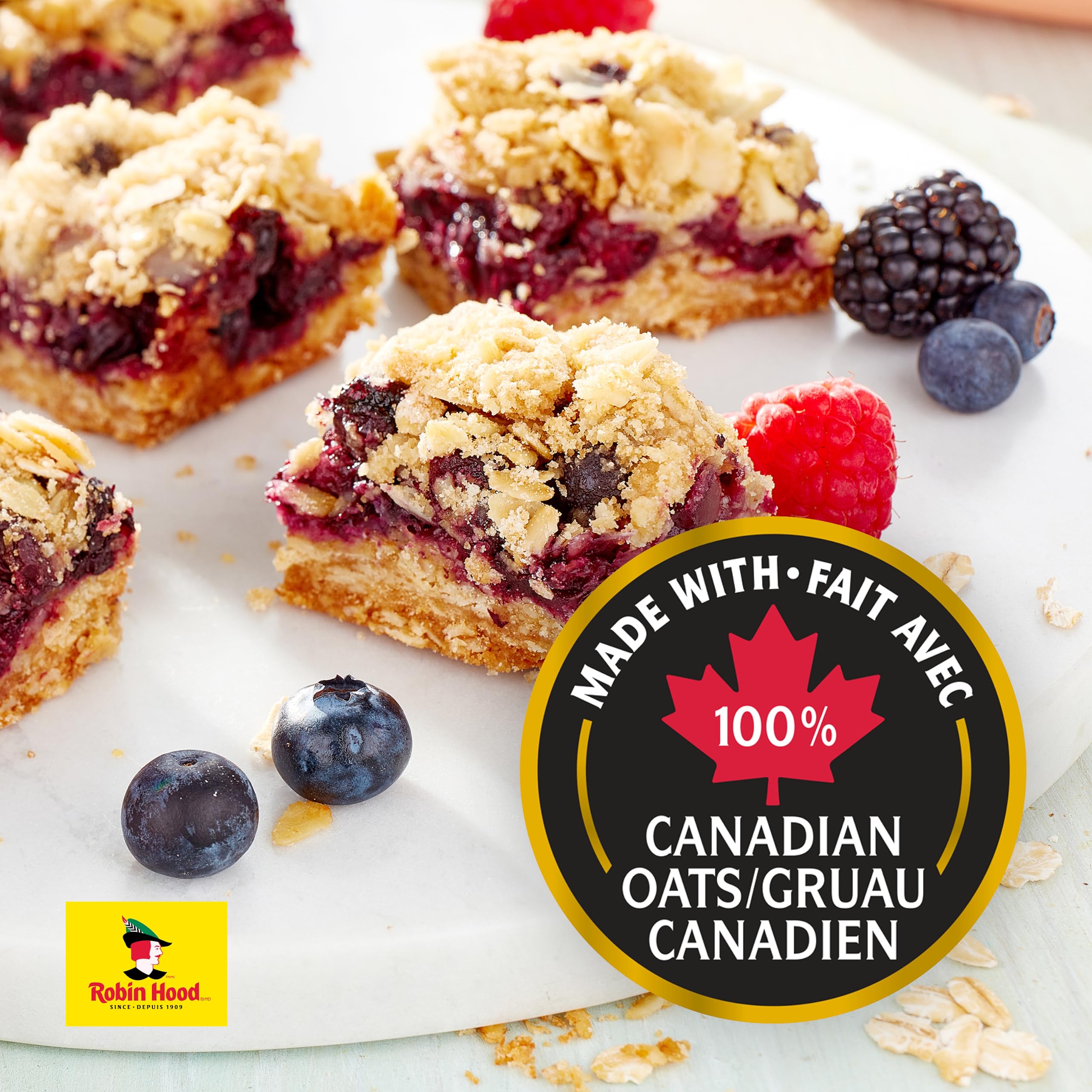 Robin Hood 100% Whole Grain Large Flake Oats - 1kg (Pack of 1) | 100% Canadian Oats | Perfect for Baking, Breakfast Cereal & Healthy Snacks