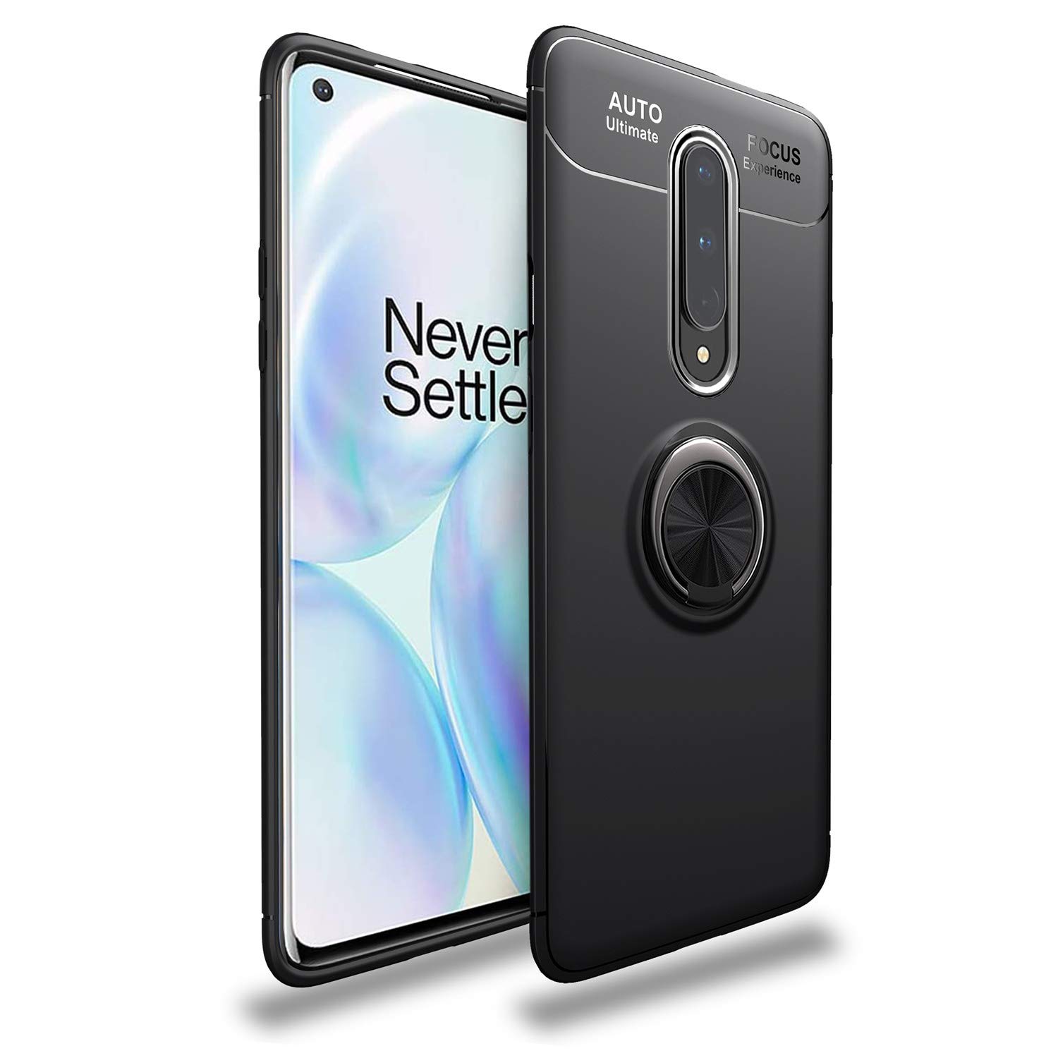 OnePlus 8 Case with Rotatable Metal Ring Holder & Kickstand - Shockproof Ultra-Slim Protective Cover [Compatible with Magnetic Car Mount, Not for Verizon UW] (Gun Black) - Perfect for Daily Use, Travel & Hands-Free Viewing