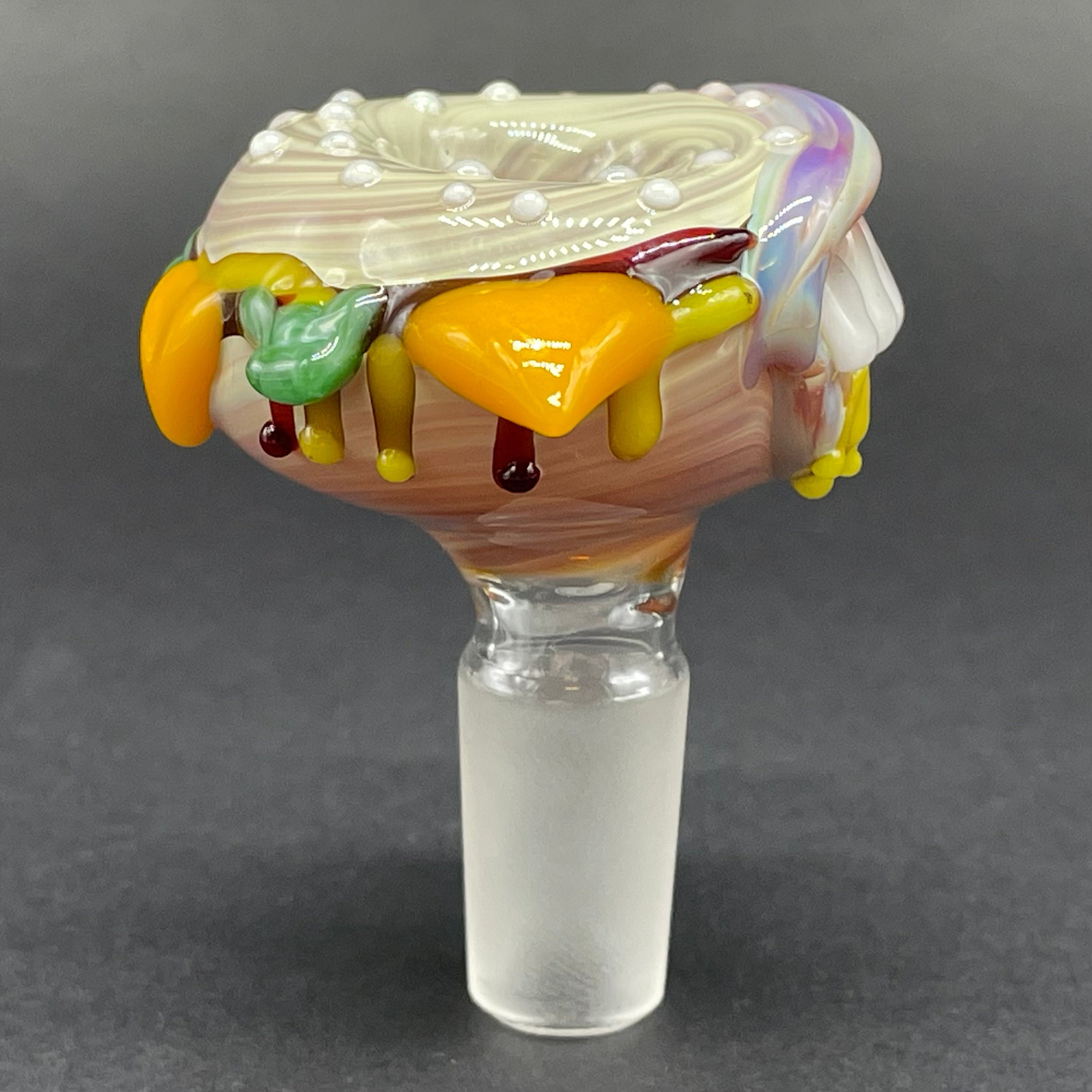 14mm Cheeseburger Glass Slide - Premium Borosilicate Glass Pipe for Smooth Smoking | Perfect for Concentrates, Herbs & Personal Use at Home or On-the-Go