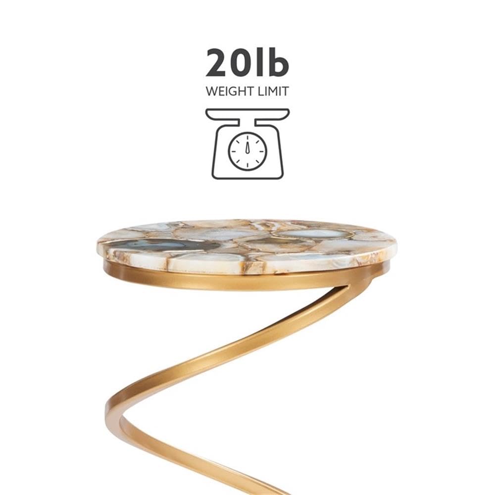Modern Gold Round Agate & Iron Drink Table - Stylish Side Table for Living Room, Patio, or Office Decor - Perfect for Coffee, Cocktails & Home Accents
