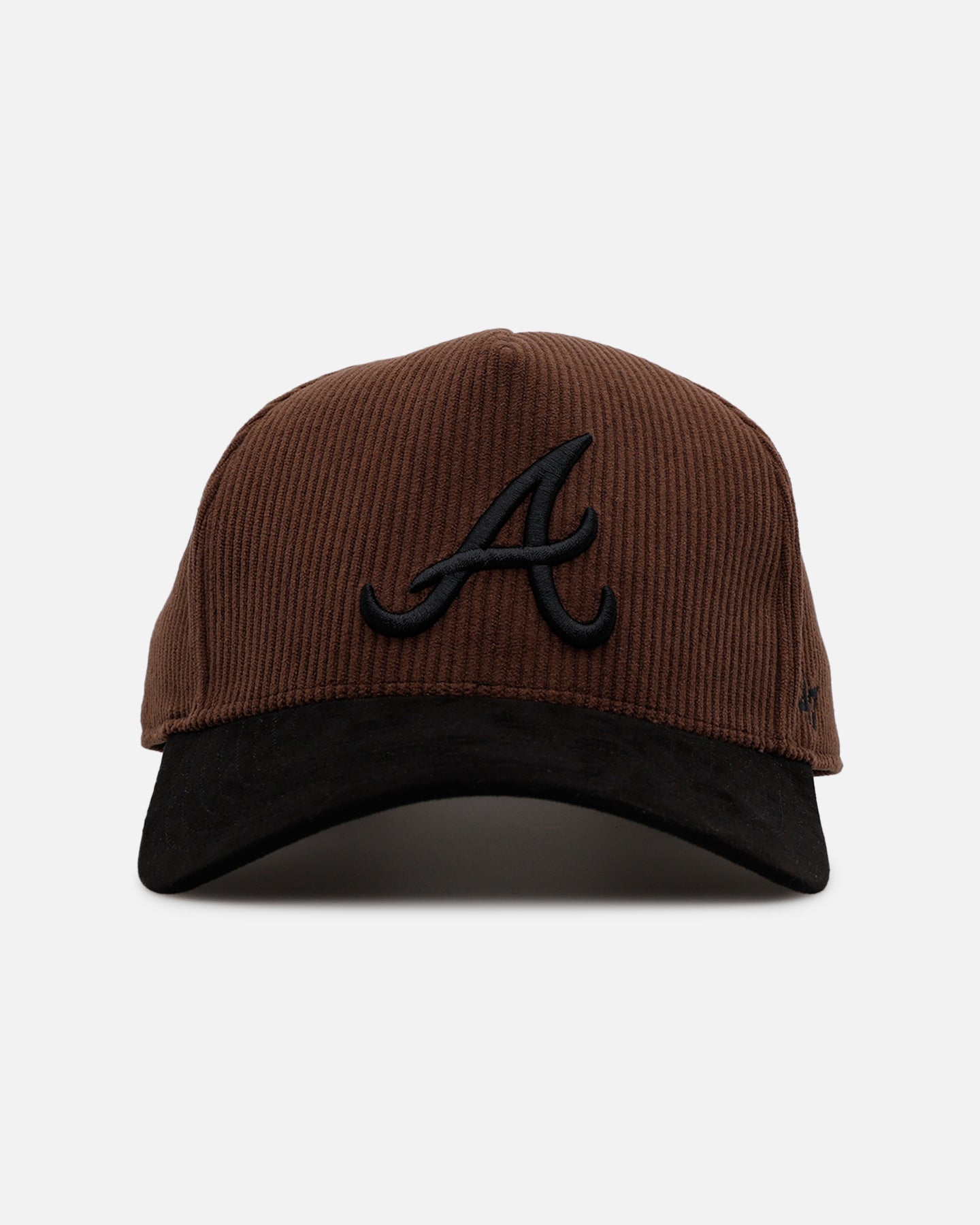 47 Brand Atlanta Braves 'Barren' Snapback Hat - Adjustable Corduroy Baseball Cap in Brown/Black for Men & Women - Perfect for Sports Games, Casual Outfits and Braves Fan Collections