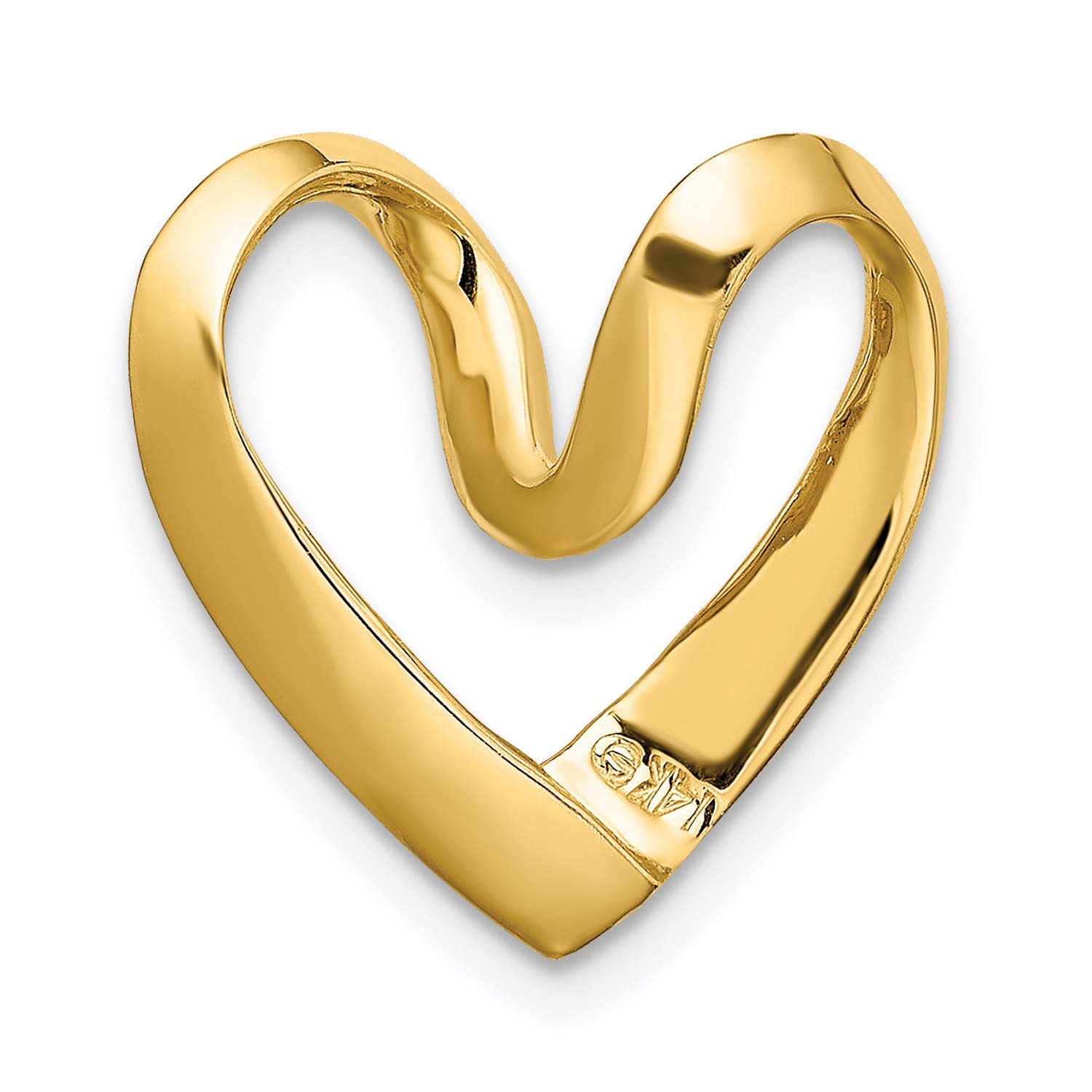 14k Yellow Gold Polished Heart Chain Slide Pendant - 16mm x 16mm - Elegant Jewelry Gift for Women - Perfect for Valentine's Day, Anniversary & Special Occasions