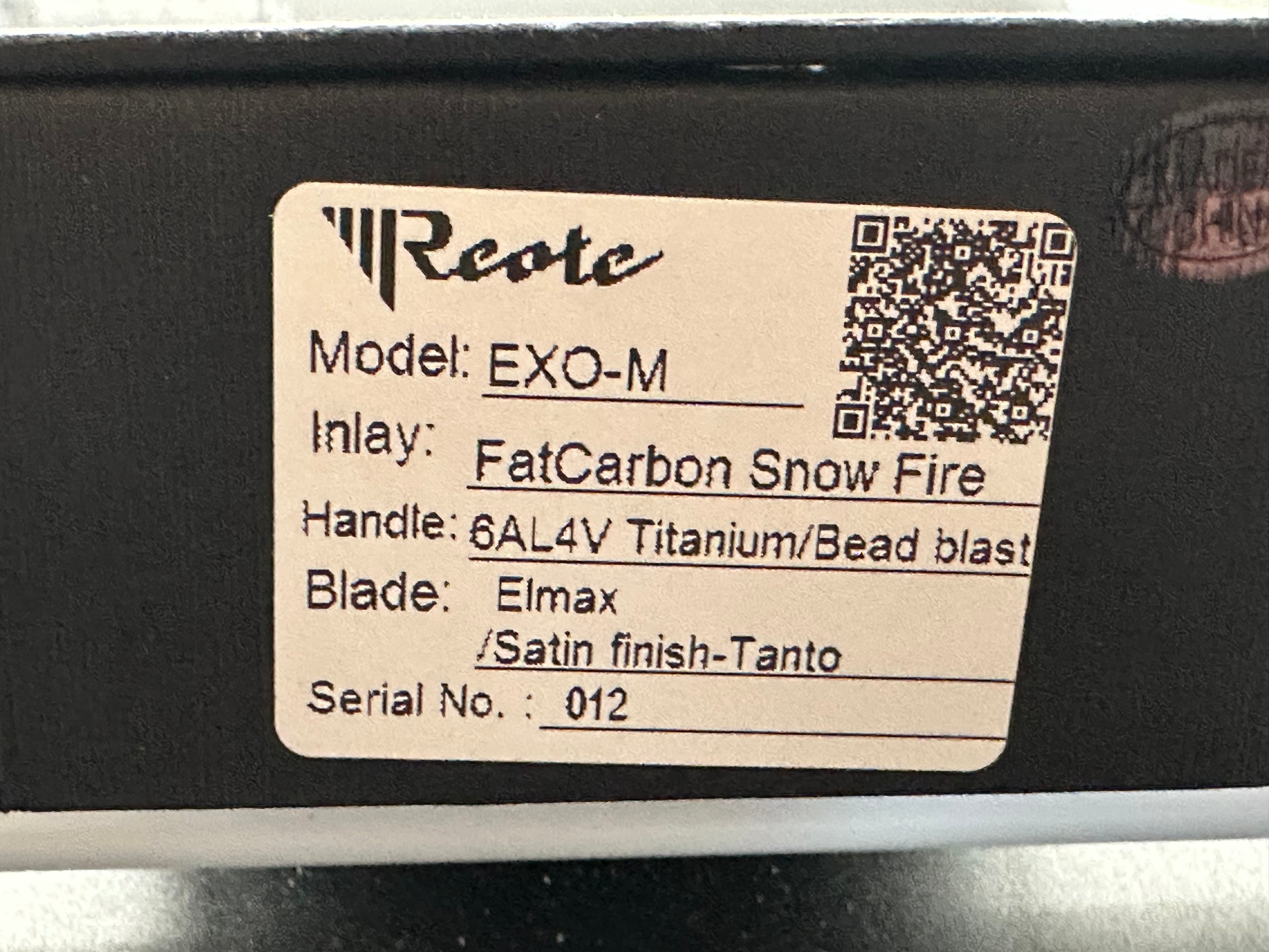 Reate EXO-M Folding Knife - Grey Titanium Frame with Red Marble Fat Carbon Inlays, Tanto Elmax Blade - EDC Pocket Knife for Outdoor, Camping & Everyday Carry