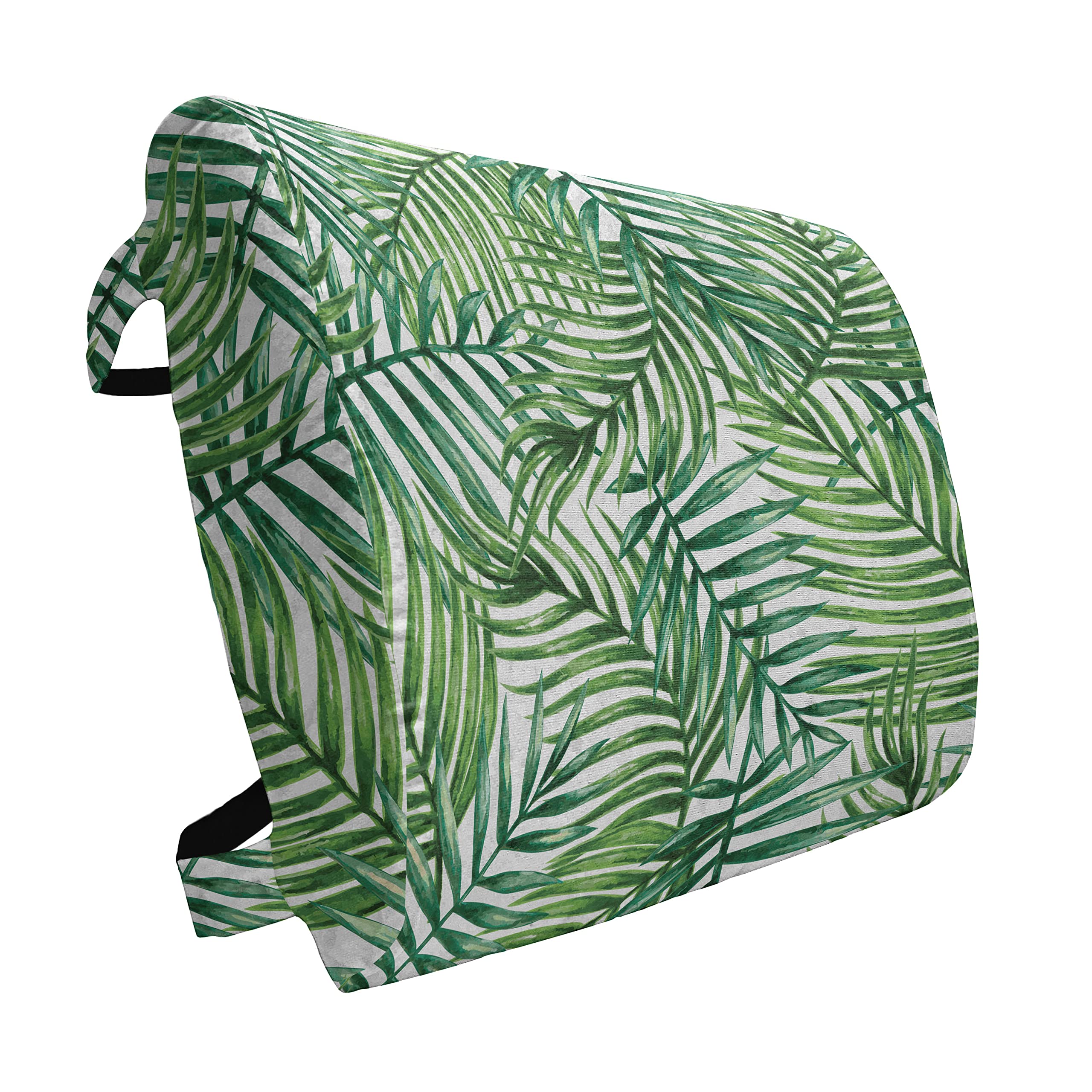 Ambesonne Leaf Lumbar Support Pillow - Watercolor Botanical Palm Tree Design, High Density Foam for Office & Car (14x13 Inches, Green/White) - Perfect for Back Pain Relief & Comfort in Work or Travel