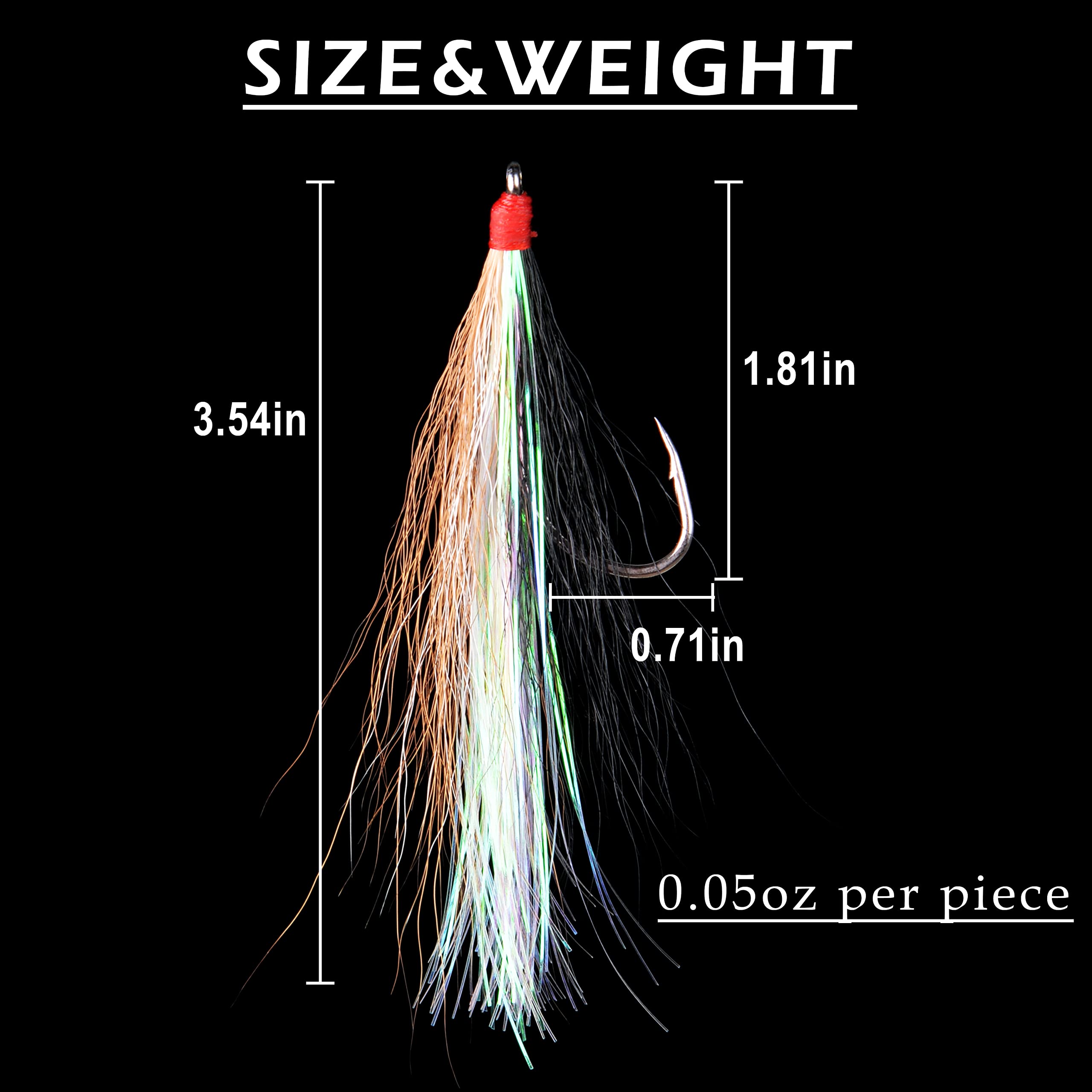 Saltwater Bucktail Teasers with Hook - 5 Colors for Flounder, Salmon, Trout & Bass - Perfect for Deep Sea Fishing