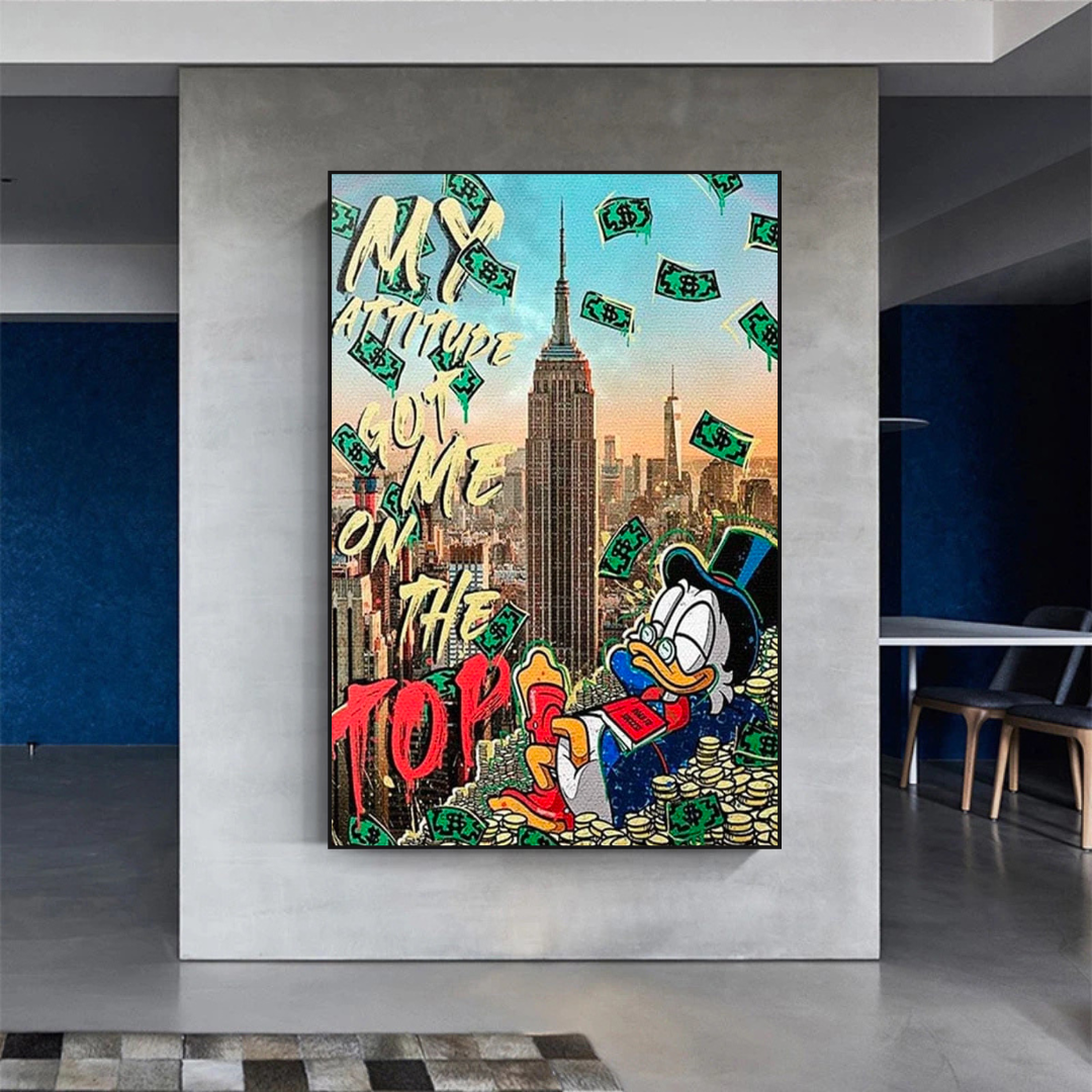 Uncle Scrooge McDuck Canvas Wall Art - Disney Duck Cartoon Painting - Perfect for Bedroom, Living Room & Office Decor