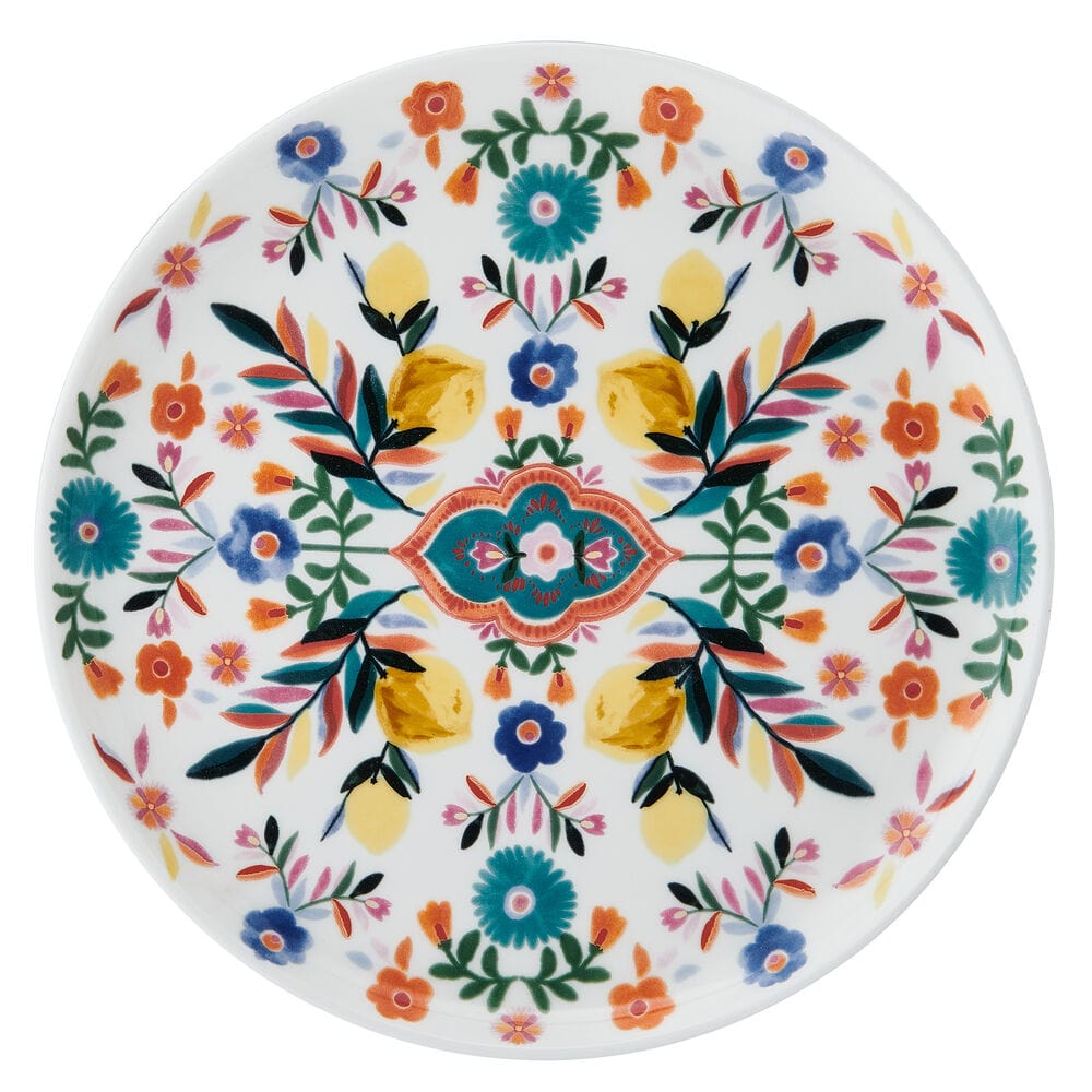 Hand-Painted Ceramic Medallion Salad Plates - Set of 4, 8.5 Inch Decorative Dinner Plates for Appetizers, Desserts & Party Serving - Elegant Tableware for Weddings, Holidays & Special Occasions