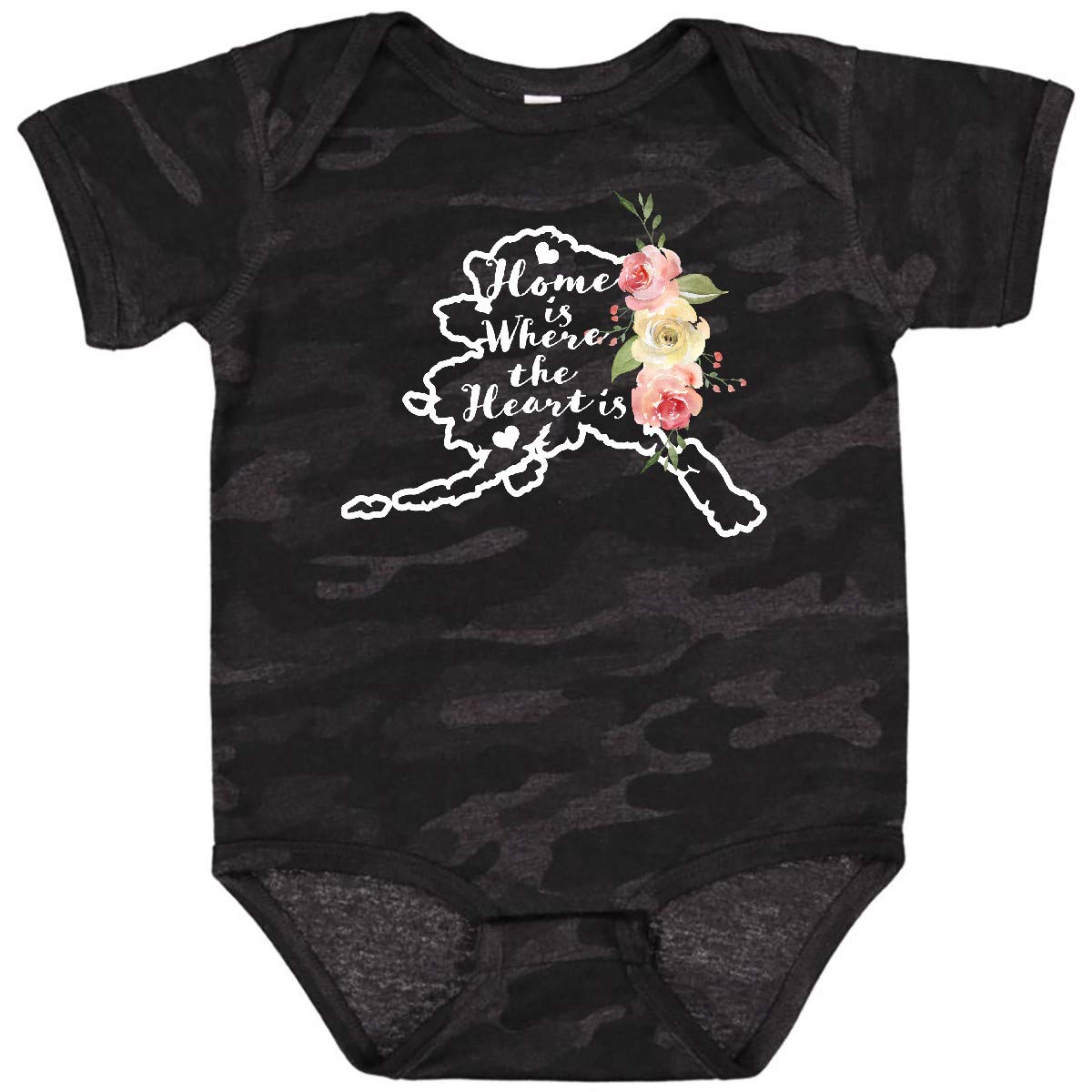 Inktastic Alaska Home is Where The Heart is Watercolor Floral Baby Bodysuit - Soft Cotton Onesie for Newborns & Infants, Perfect for Family Photos, Baby Showers & Everyday Wear