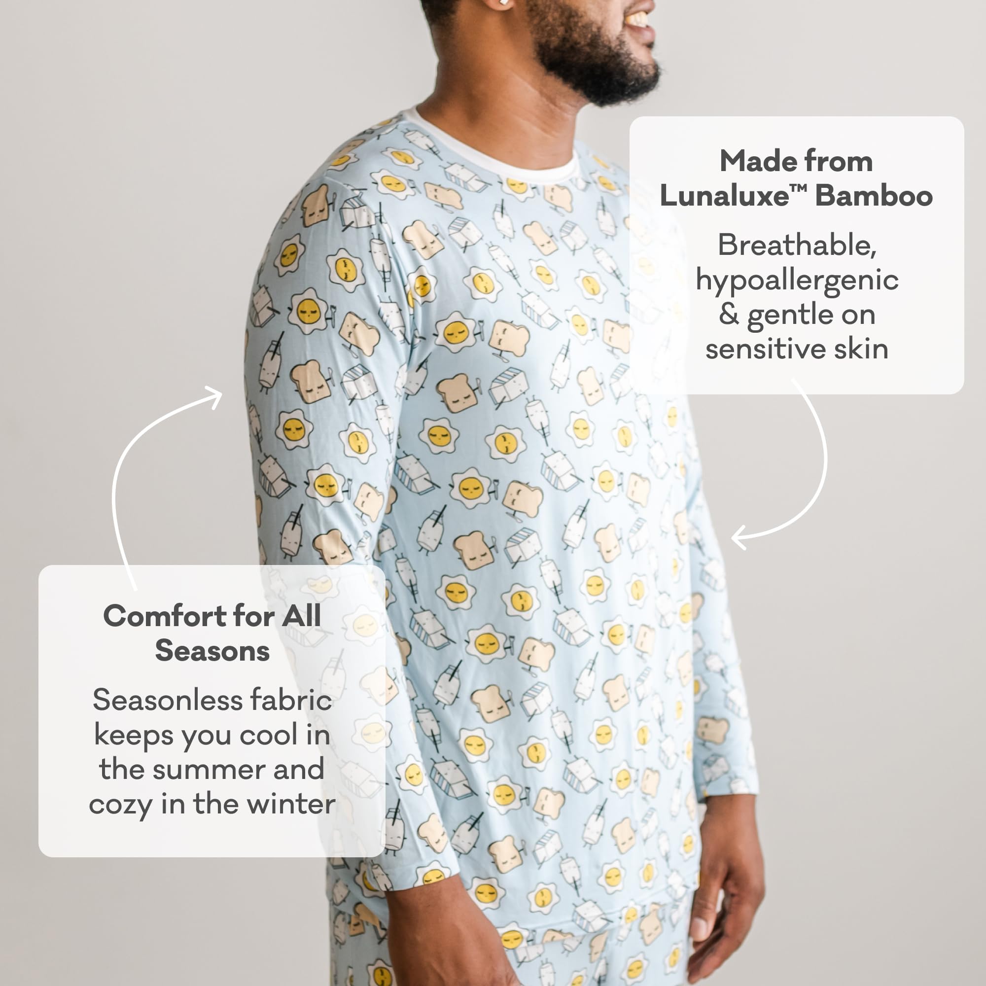 Little Sleepies Men's Bamboo Viscose Pajama Shirt - Soft & Breathable Sleepwear Top for Men | Cozy Lounge Wear for Relaxing at Home & Comfortable Nighttime Sleep