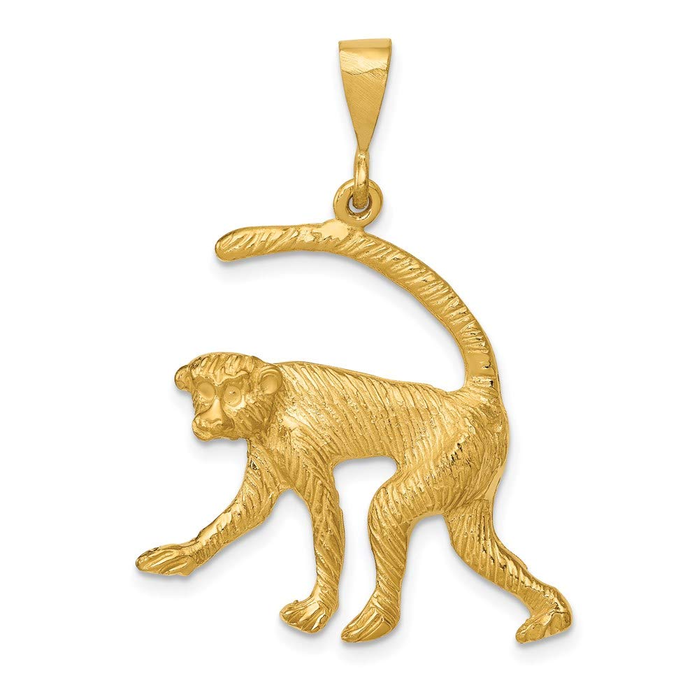 14k Yellow Gold Monkey Pendant - Black Bow Jewelry for Gifts & Parties