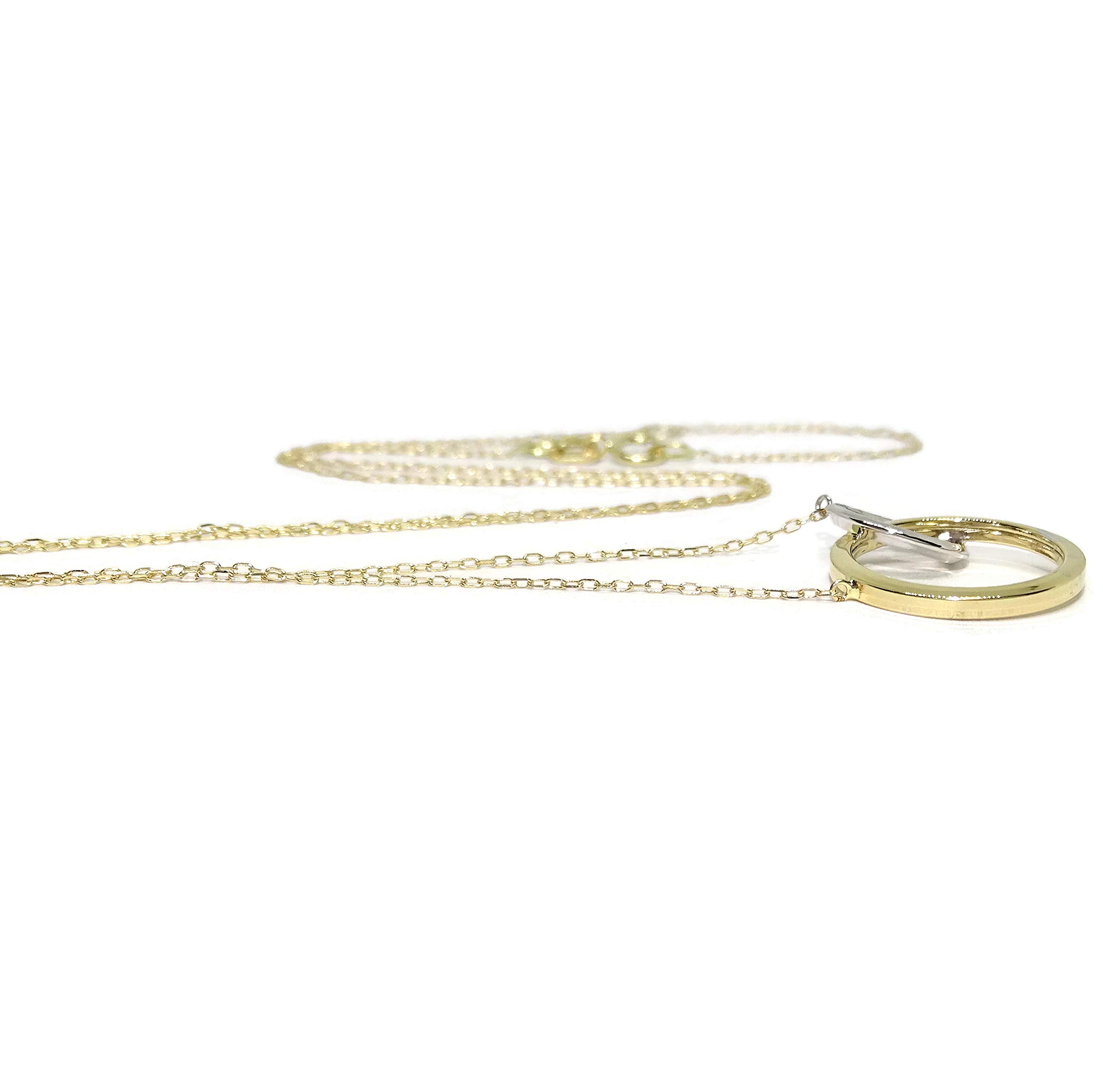 18K Gold Double Ring Necklace for Women - Elegant Karma Pendant Chain with Natural Zirconia Gemstones, Perfect Gift for Her | Anniversary, Birthday, Valentine's Day Jewelry Present