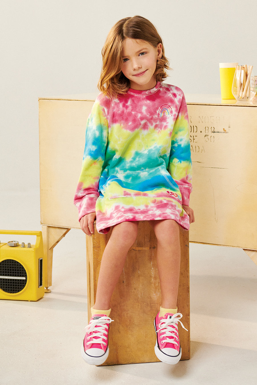 Girls Rainbow Tie Dye Dress | Cute Kids Summer Outfit | Perfect for Beach, Birthday Parties & Outdoor Play