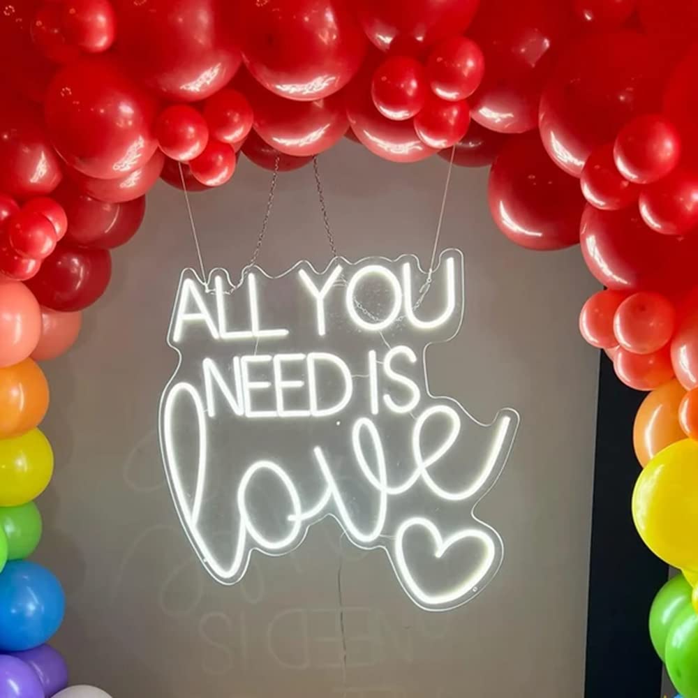 Custom All You Need Is Love Neon Sign - 45x40cm LED Light Art for Wedding, Bedroom Wall Decor, Party Room Aesthetic | Perfect for Romantic Proposals, Anniversary Gifts & Home Decoration