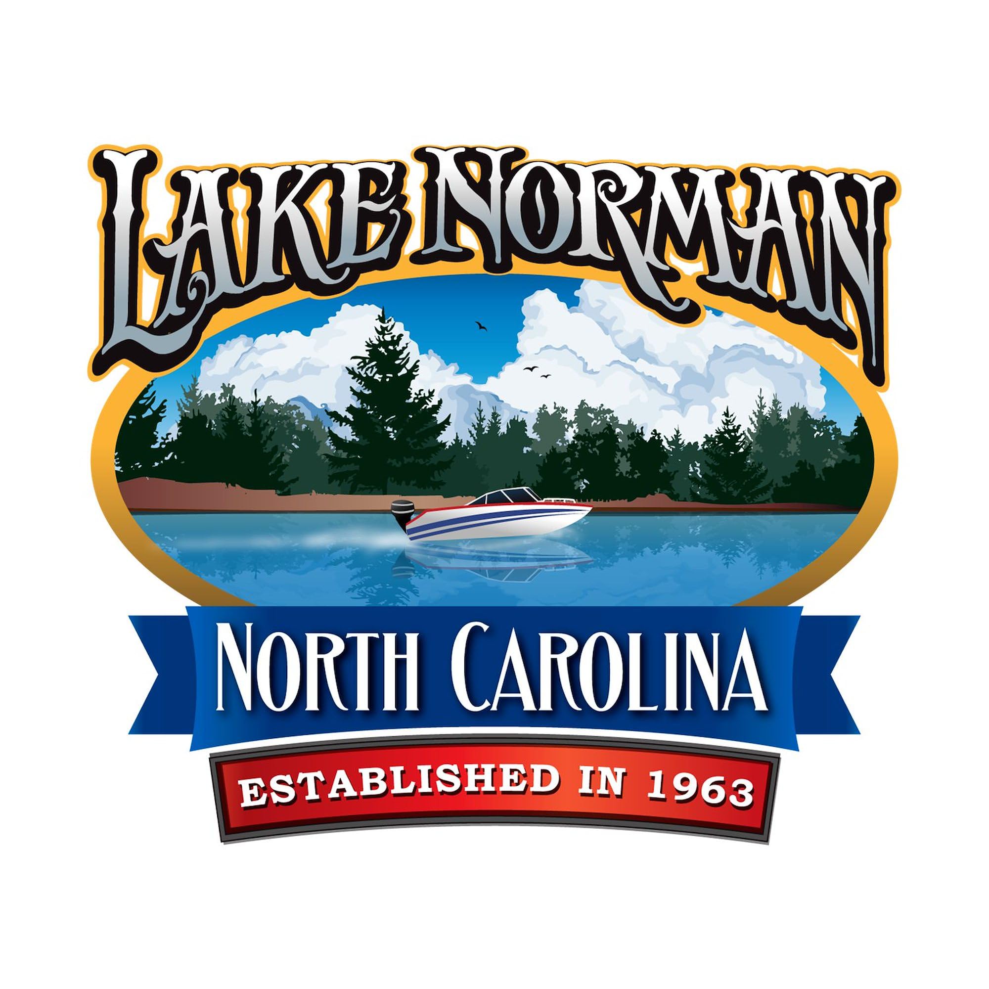 Lake Norman Waterfront Logo Sticker - Durable Square Bumper Decal for Cars, Trucks & Laptops - Perfect for Outdoor Enthusiasts & Water Sports Fans