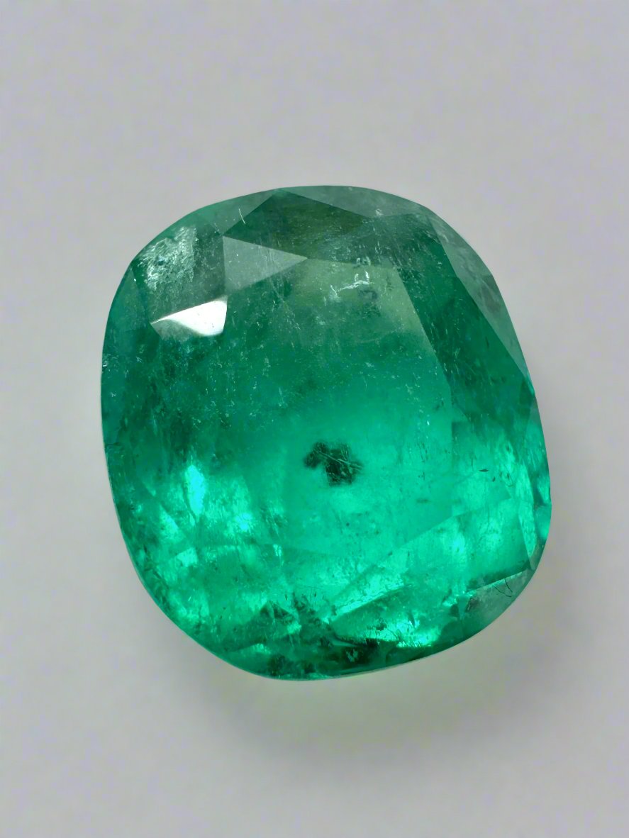 4.37 Carat Natural Colombian Emerald - 10.5x9mm Cushion Cut Loose Gemstone, Deep Green with Unique Freckles | Perfect for Engagement Rings, Fine Jewelry & Collector's Pieces
