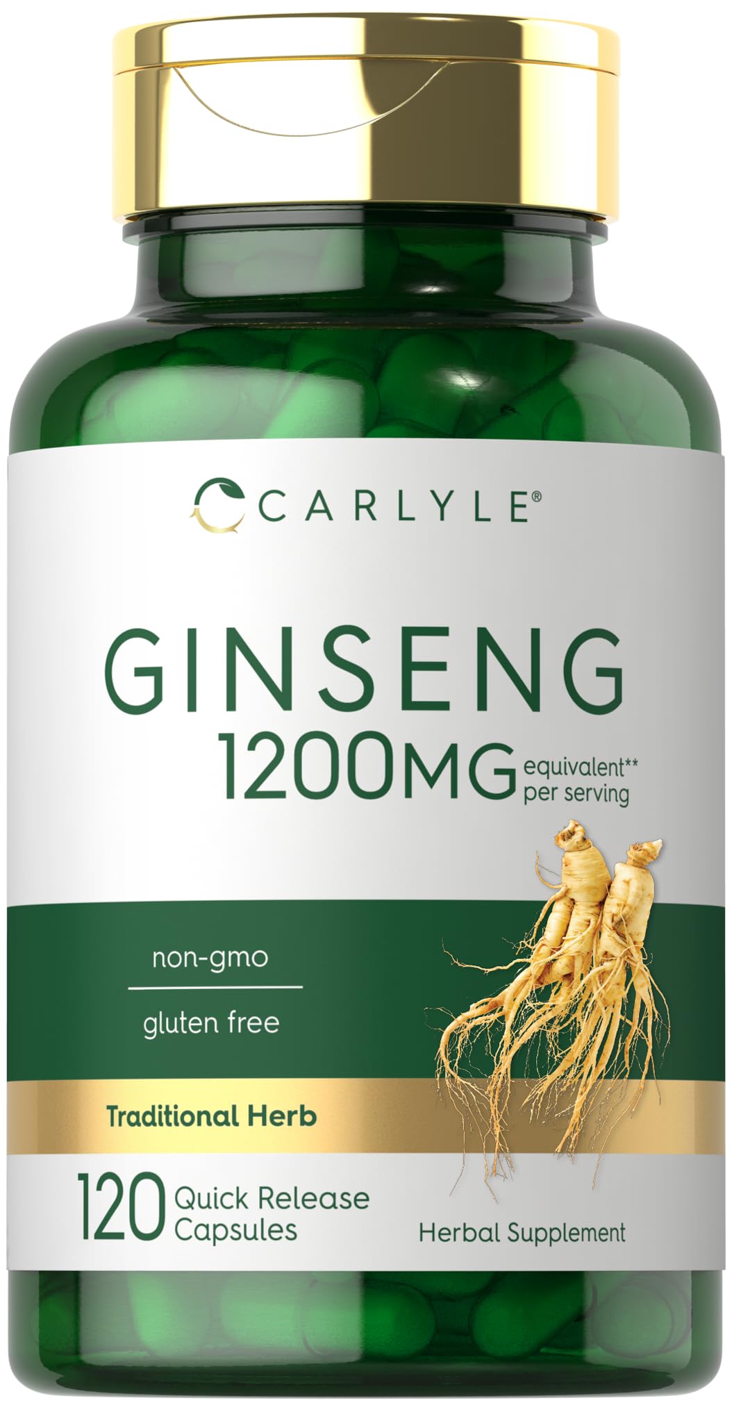 Carlyle Ginseng Supplement 120 Capsules - 1200mg Non-GMO, Gluten Free - Supports Energy, Focus & Immune Health - Perfect for Busy Professionals & Students