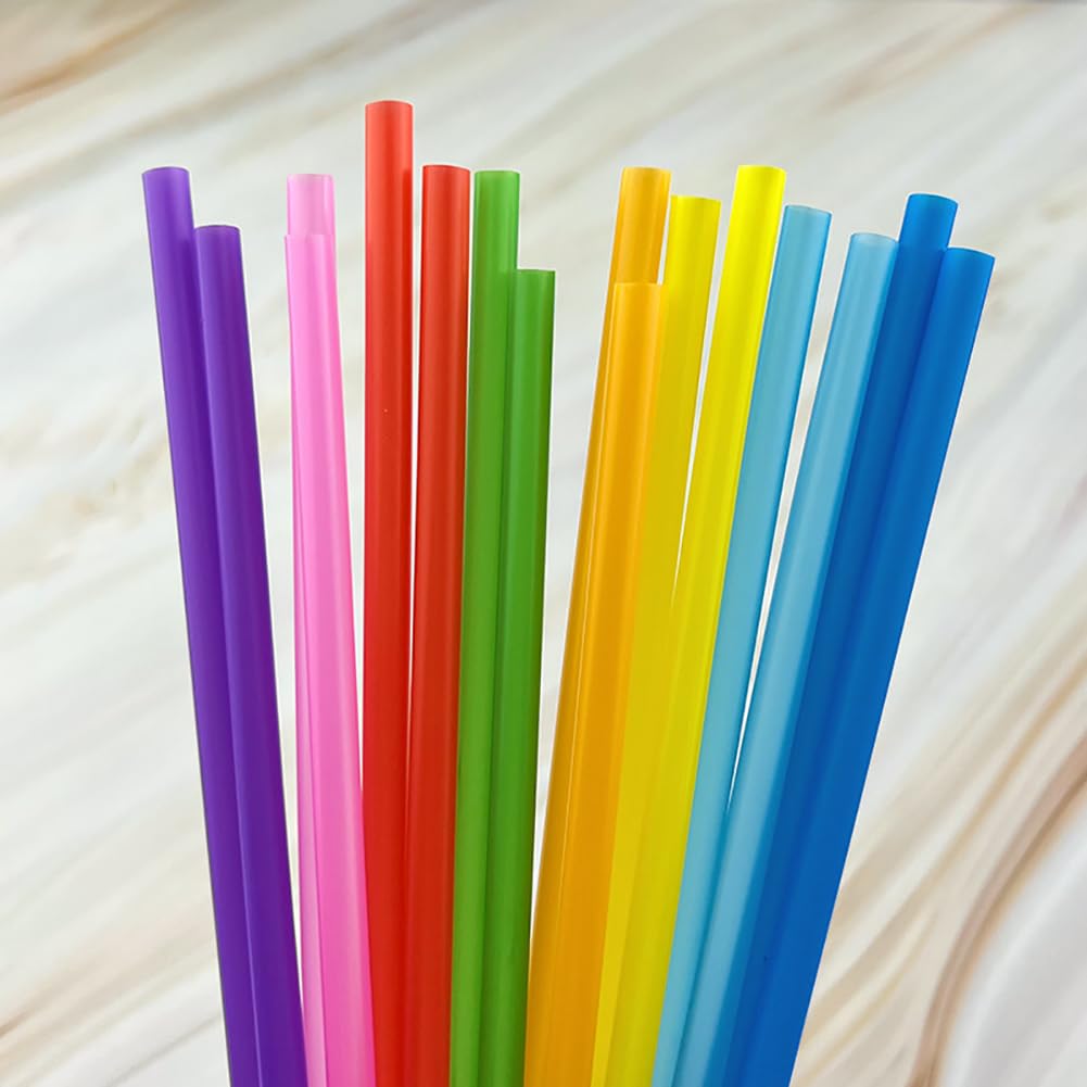 200 Pcs Colorful Plastic Drinking Straws - Long Straight Reusable Straws for Milk, Juice, Cocktails, Milkshakes & Iced Drinks - Perfect for Birthday Parties, Picnics, BBQs & Home Use