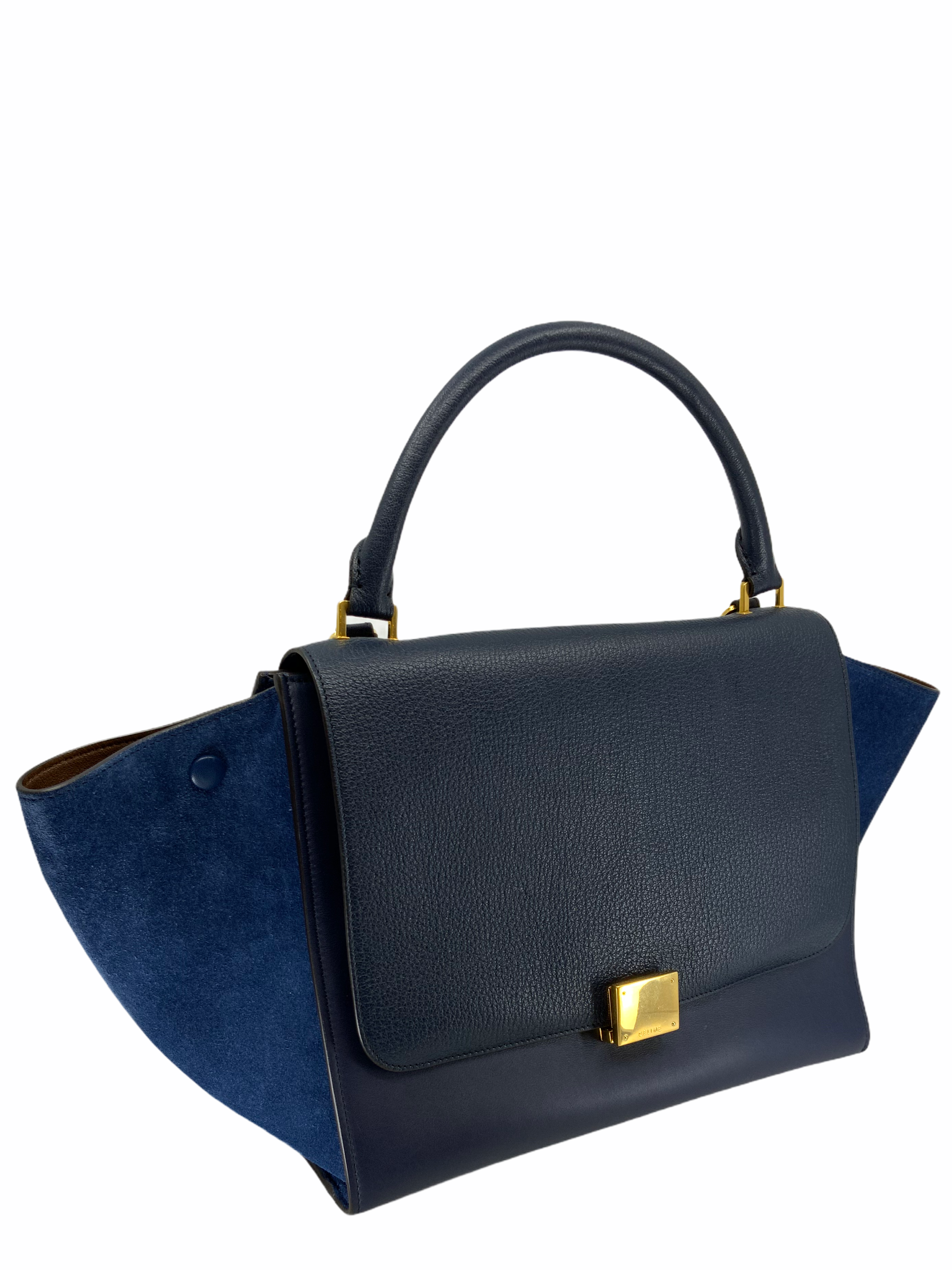 Celine Medium Trapeze Tote Bag in Luxurious Goatskin Leather & Suede - Perfect for Work, Travel & Everyday Elegance