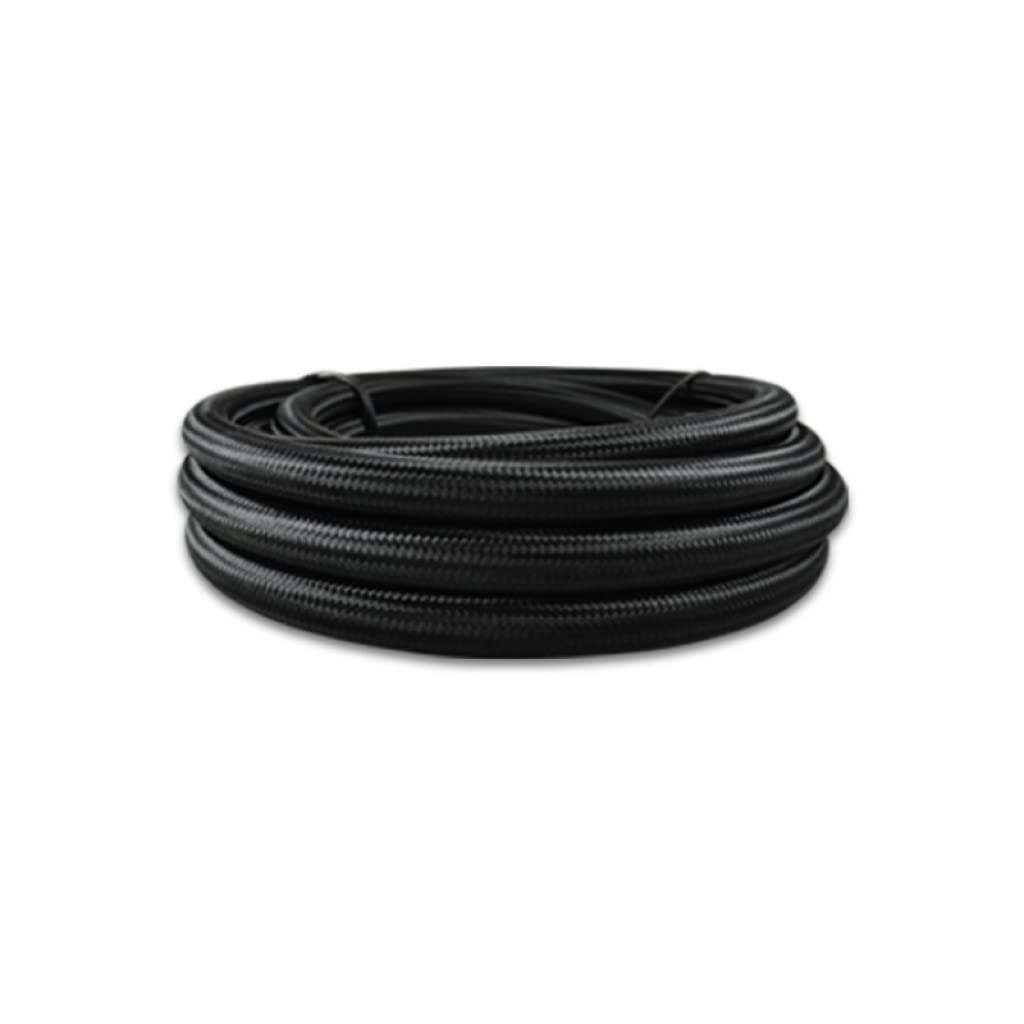 Premium Black Nylon Braided Flex Hose - 6AN 20ft Roll for Fuel, Oil & Water Transfer - Ideal for Automotive, Marine & Industrial Applications