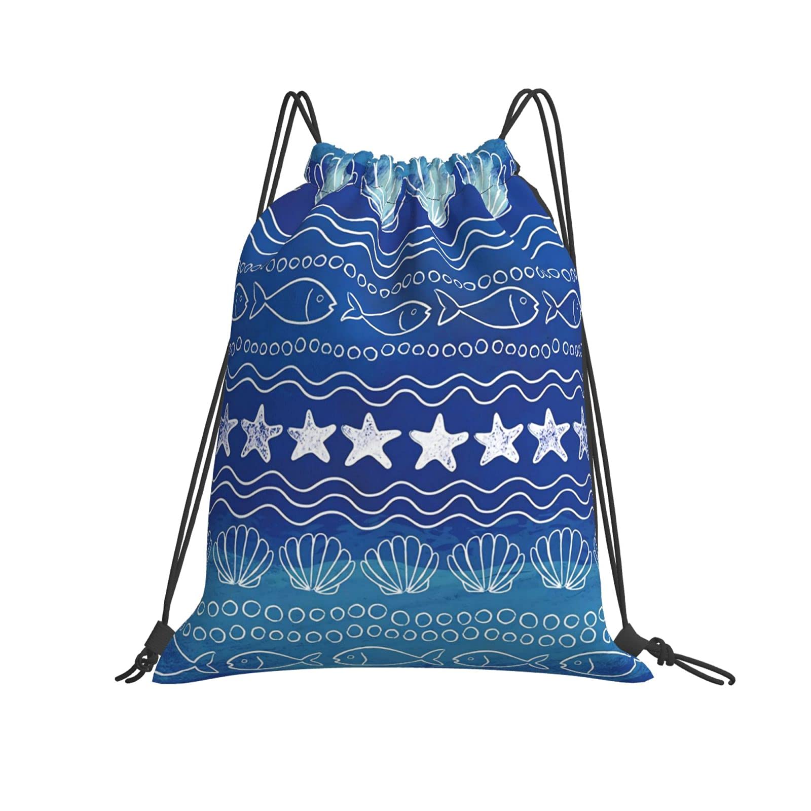Under The Sea Themed Drawstring Backpack - Lightweight Gym Sports Cinch Bag for Men, Women & Kids - Perfect for Beach, Pool, Gym & Outdoor Activities
