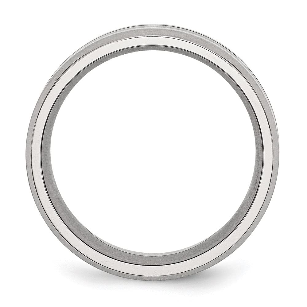 Diamond2Deal 8mm Stainless Steel Black Enamel Polished Beveled Edge Band Ring for Men & Women - Perfect for Weddings, Anniversaries, and Everyday Fashion Jewelry