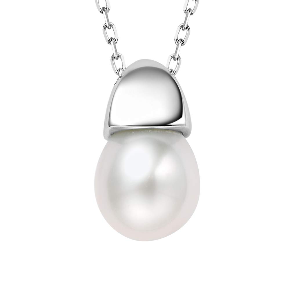 Fei Liu 925 Sterling Silver Pearl Pendant Necklace for Women - Elegant Jewelry Gift Box - Perfect for Weddings, Anniversaries & Special Occasions
