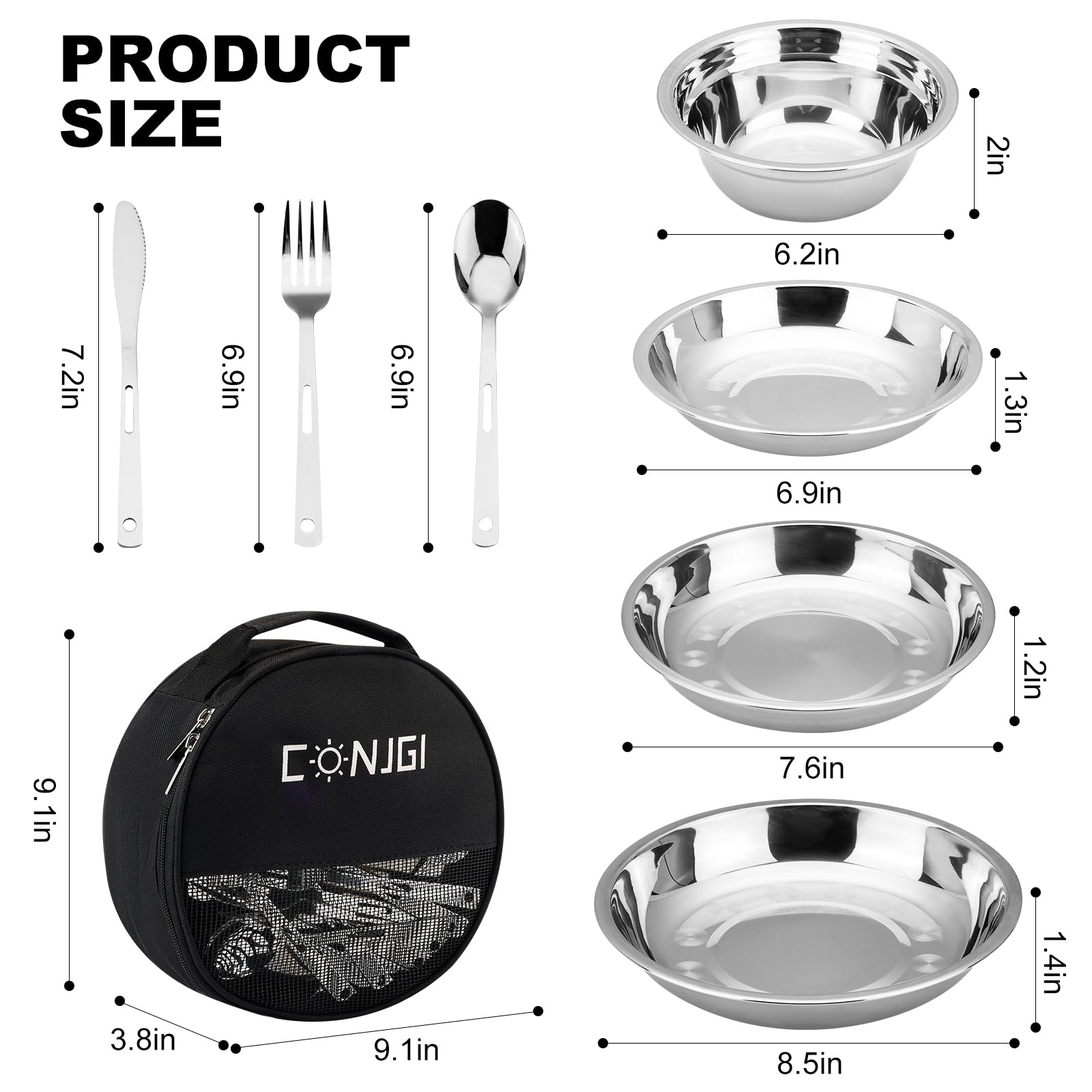 28-Piece Camping Mess Kit - Lightweight Portable Dinnerware Set with Bowls, Plates, Knives, Forks & Spoons | Perfect for Outdoor Adventures, Picnics, Hiking & RV Trips | Durable Camping Cookware & Essential Accessories