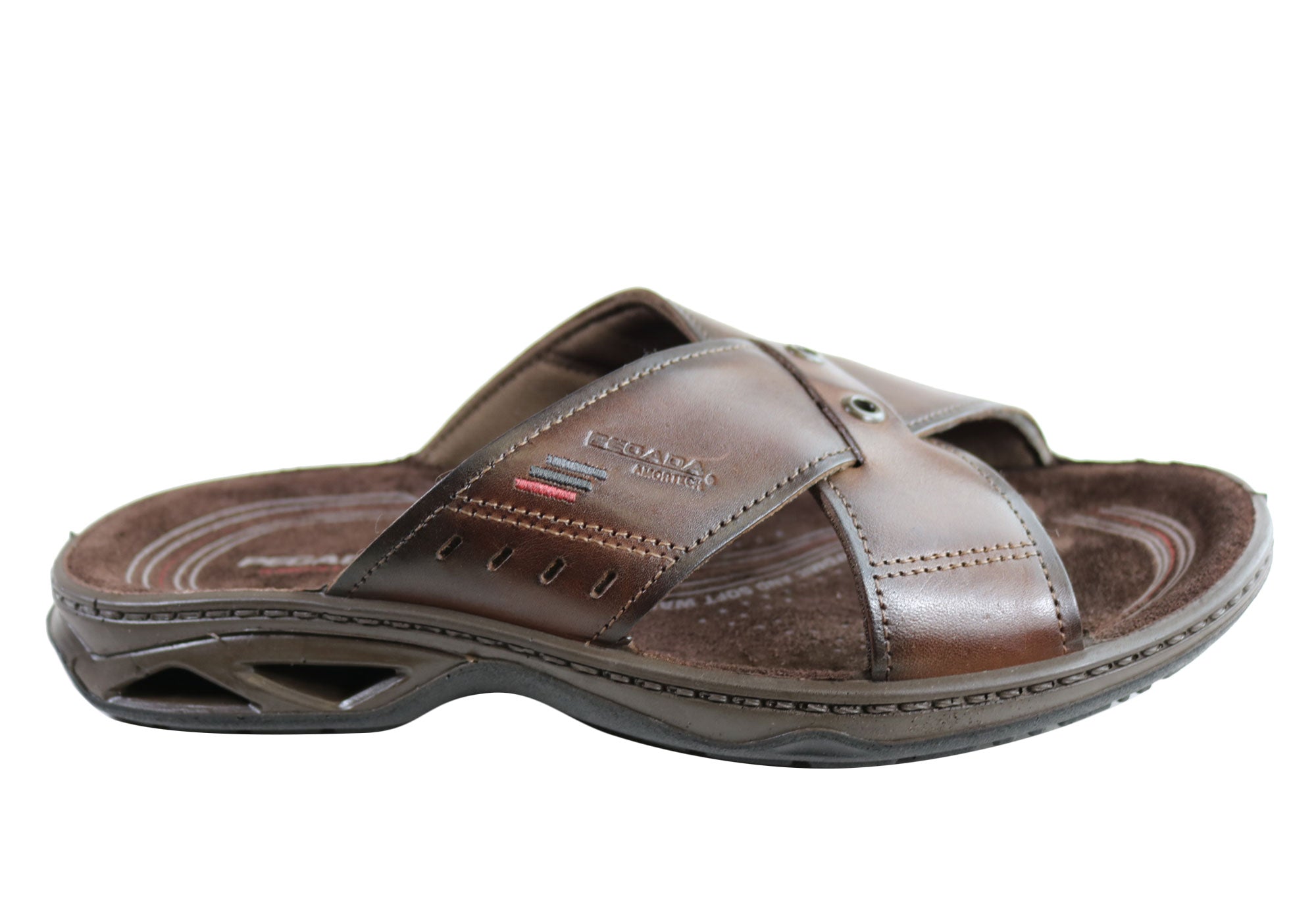 Jefferson Men's Leather Slide Sandals - Comfortable Brazilian-Made Casual Sandals for Beach, Pool & Summer Wear