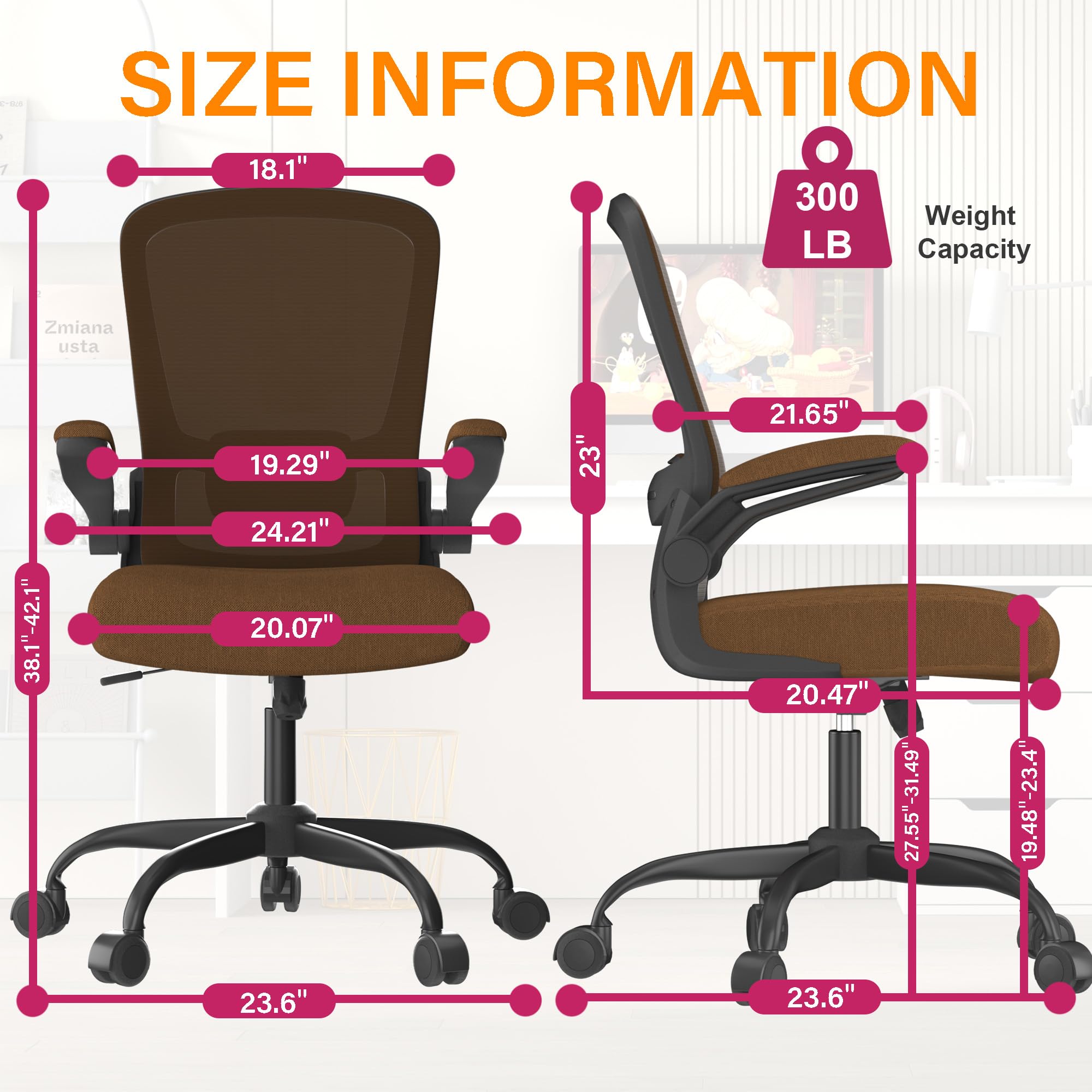 Ergonomic Office Chair with Adjustable Lumbar Support & Flip-Up Armrests - BIFMA Certified High Back Mesh Computer Desk Chair for Home Office | Perfect for Long Work Hours & Video Conferencing