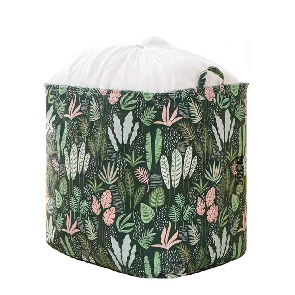 Large 100L Rectangular Laundry Hamper with Handles & Drawstring - Foldable Storage Bin for Clothes, Toys, Blankets - Perfect for Bedroom, Bathroom, Laundry Room Organization (Seaweed Green)