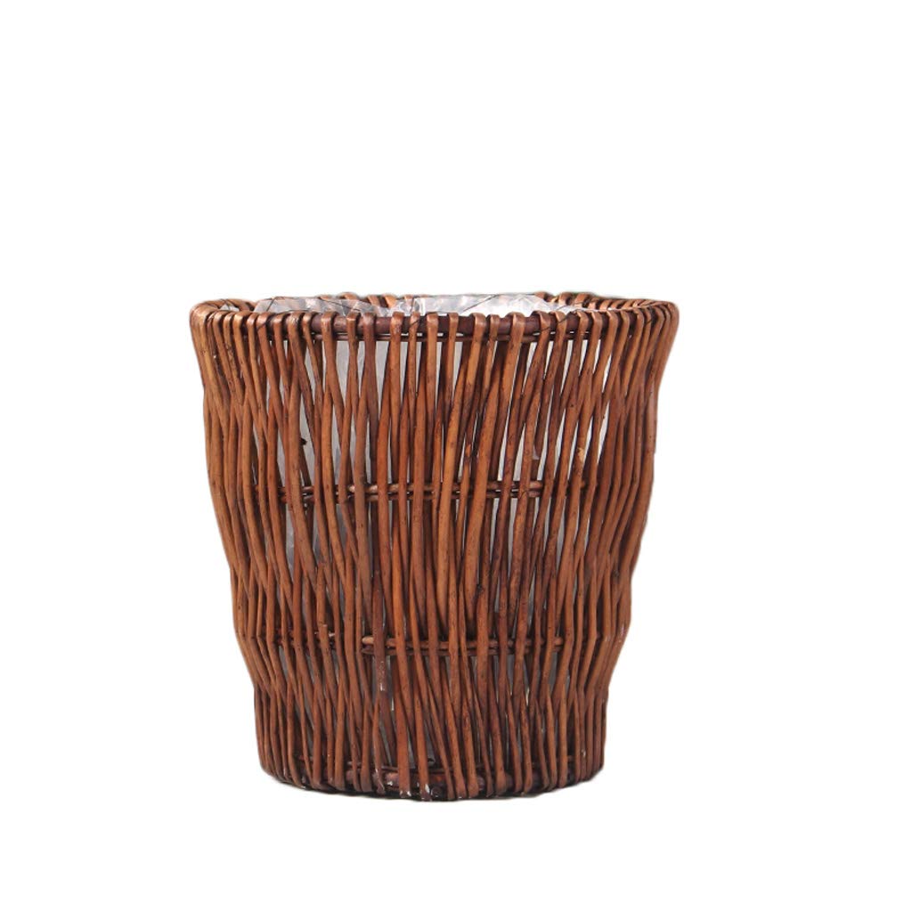 HUOQILIN Rattan Waste Bin - Eco-Friendly Hollow Design for Bedroom, Bathroom, Office - Brown Woven Paper Basket - Perfect for Home Decor & Small Space Organization