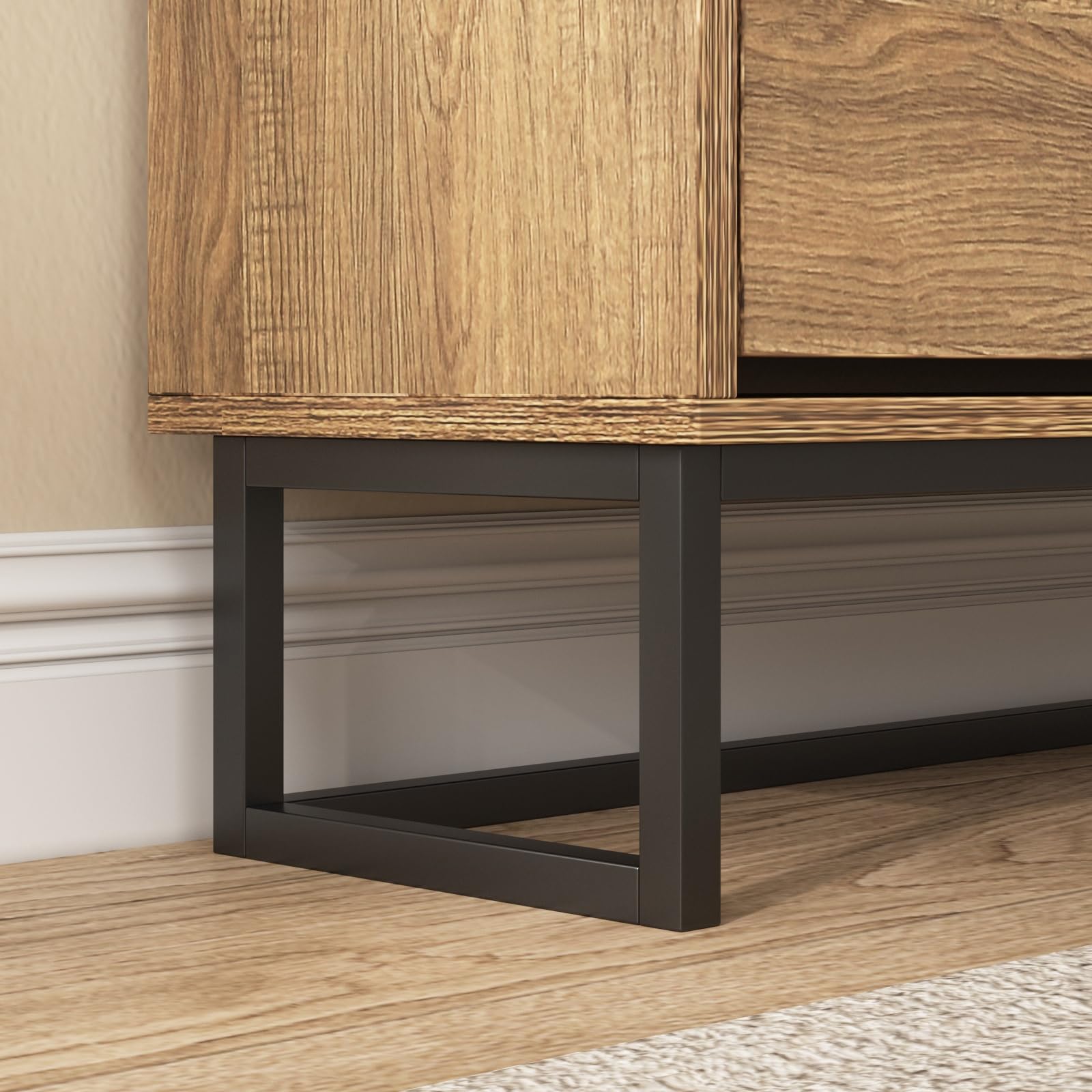Maupvit 3-Tier Rattan Shoe Storage Cabinet with Flip Drawers - Freestanding Entryway Shoe Organizer with Metal Legs & Hidden Golden Handles - Rustic Oak Narrow Shoe Rack for Hallway, Bedroom, or Closet Organization