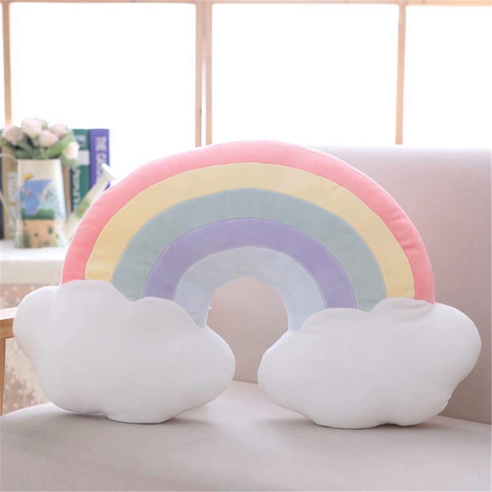 Rainbow Cloud Pillow - Soft Plush Neck Pillow for Sofa, Chair & Bed - Comfortable Throw Pillow for Living Room, Bedroom & Office - Perfect for Relaxing, Napping & Home Decor
