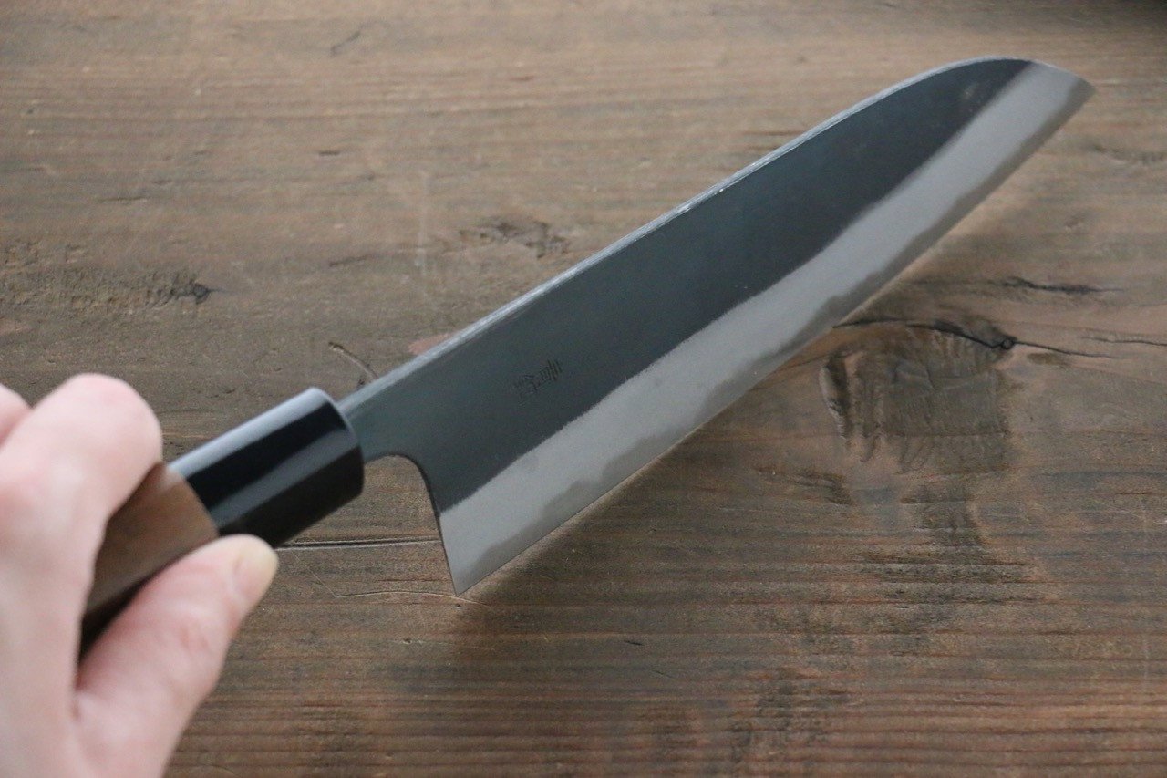 Premium Nao Yamamoto Blue Steel No.2 Kurouchi Santoku Knife 165mm - Japanese Kitchen Knife for Professional Chefs & Home Cooking, Perfect for Slicing, Dicing & Chopping Vegetables, Meat & Fish