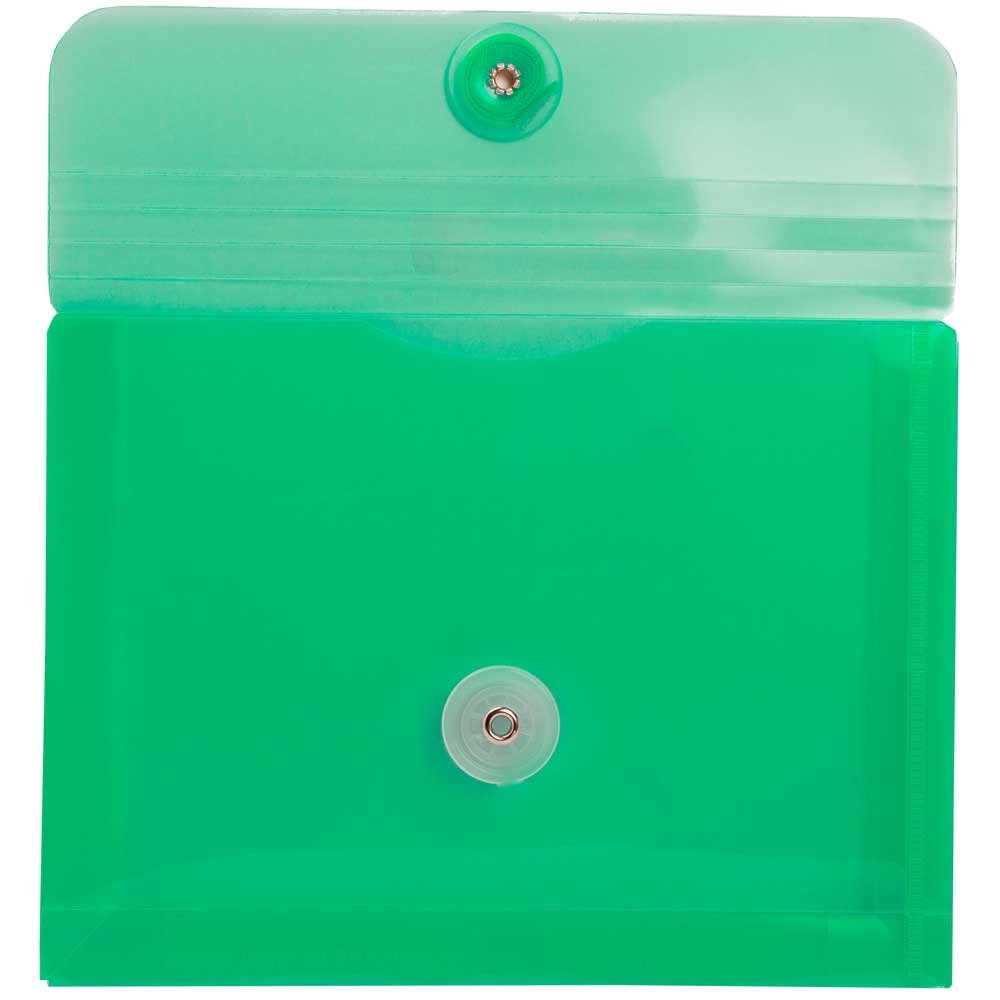 Button & String Tie Plastic Envelopes 5.5x7.5in - Green Pack of 12 for Office & Mailing