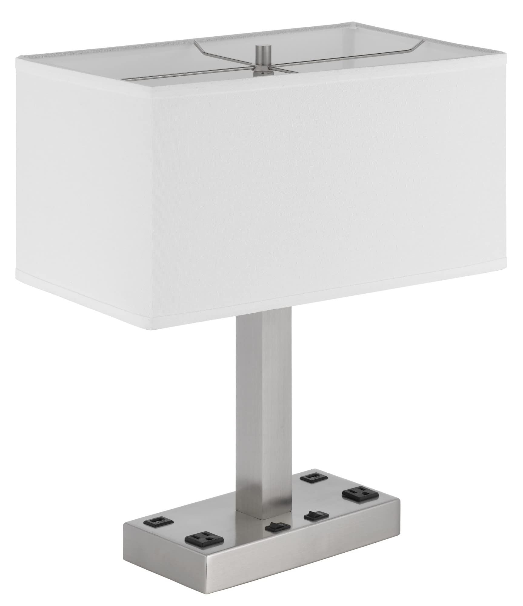 Cal Lighting LA-8036DK Colmar Modern Metal Desk Lamp with 2 Power Outlets & USB Ports - Adjustable Office Light for Home, Study, Dorm Room Workspace