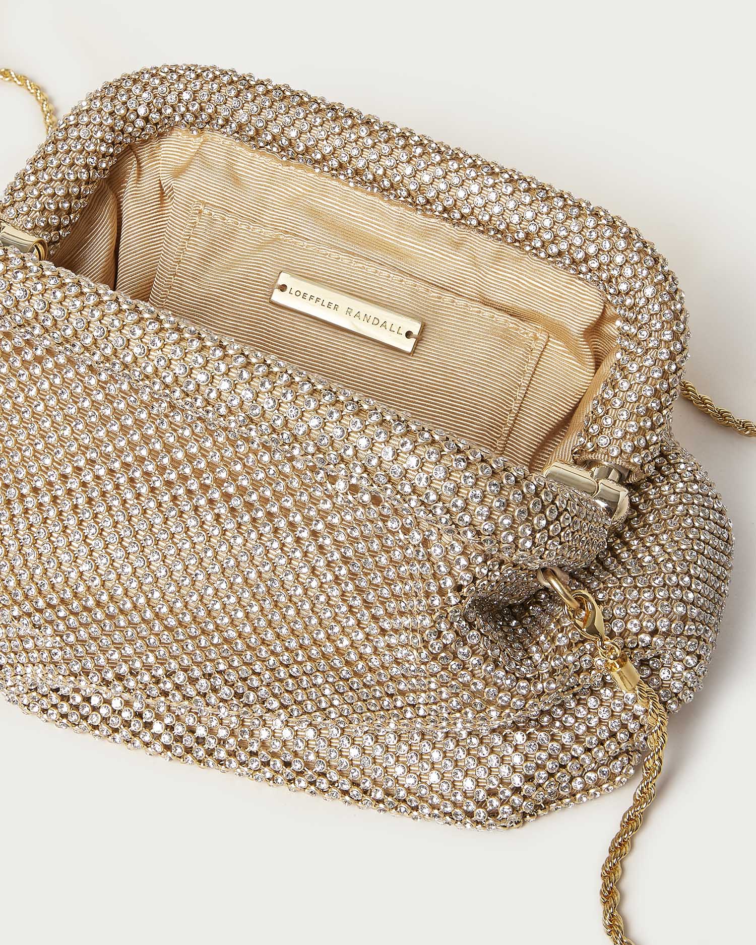 Doreen Gold Diamanté Frame Pouch - Elegant Clutch for Women | Perfect for Parties, Weddings & Evening Events | Glamorous Rhinestone Embellished Handbag