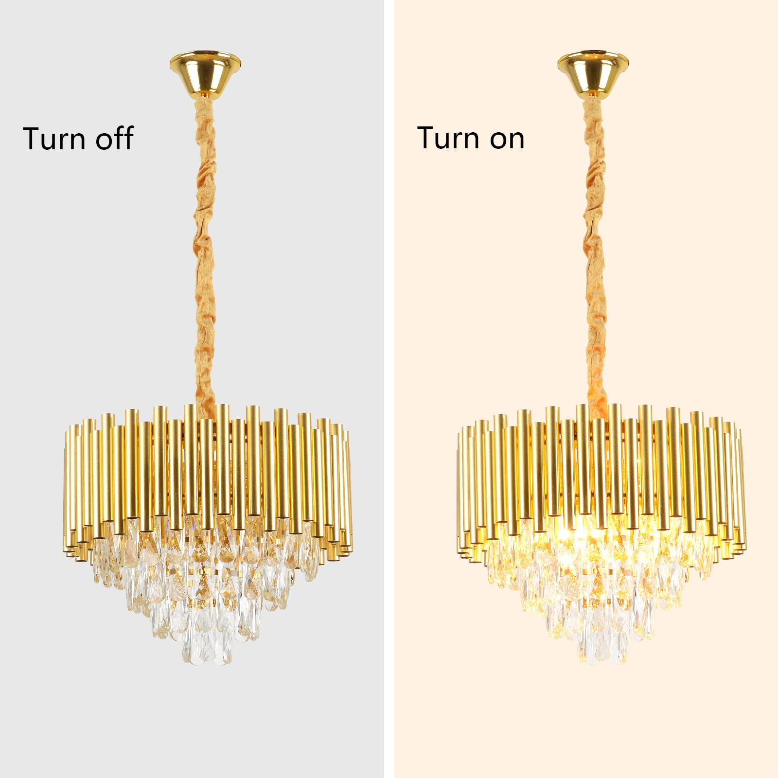 TFCFL Modern Crystal Chandelier Light - 4-Tier Raindrop Crystal Pendant Fixture, Flush Mount Ceiling Lighting for Dining Room, Living Room & Kitchen Island (E12 x 4 Lights) | Elegant Home Decor for Weddings, Restaurants & Luxury Interiors