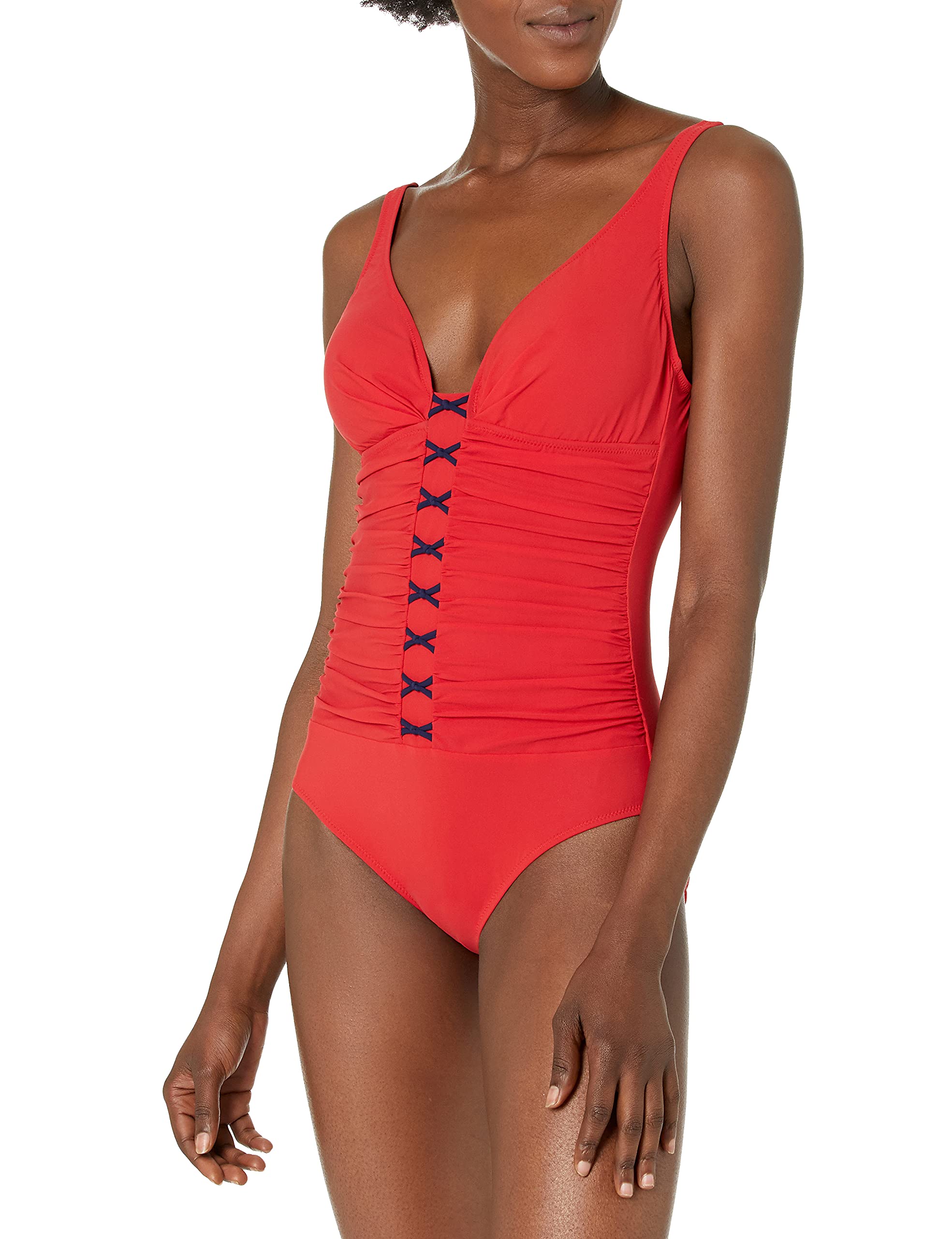 Profile by Gottex Women's Standard Cannes V Neck One Piece Swimsuit - Slimming Bathing Suit for Women, Perfect for Pool, Beach & Vacation