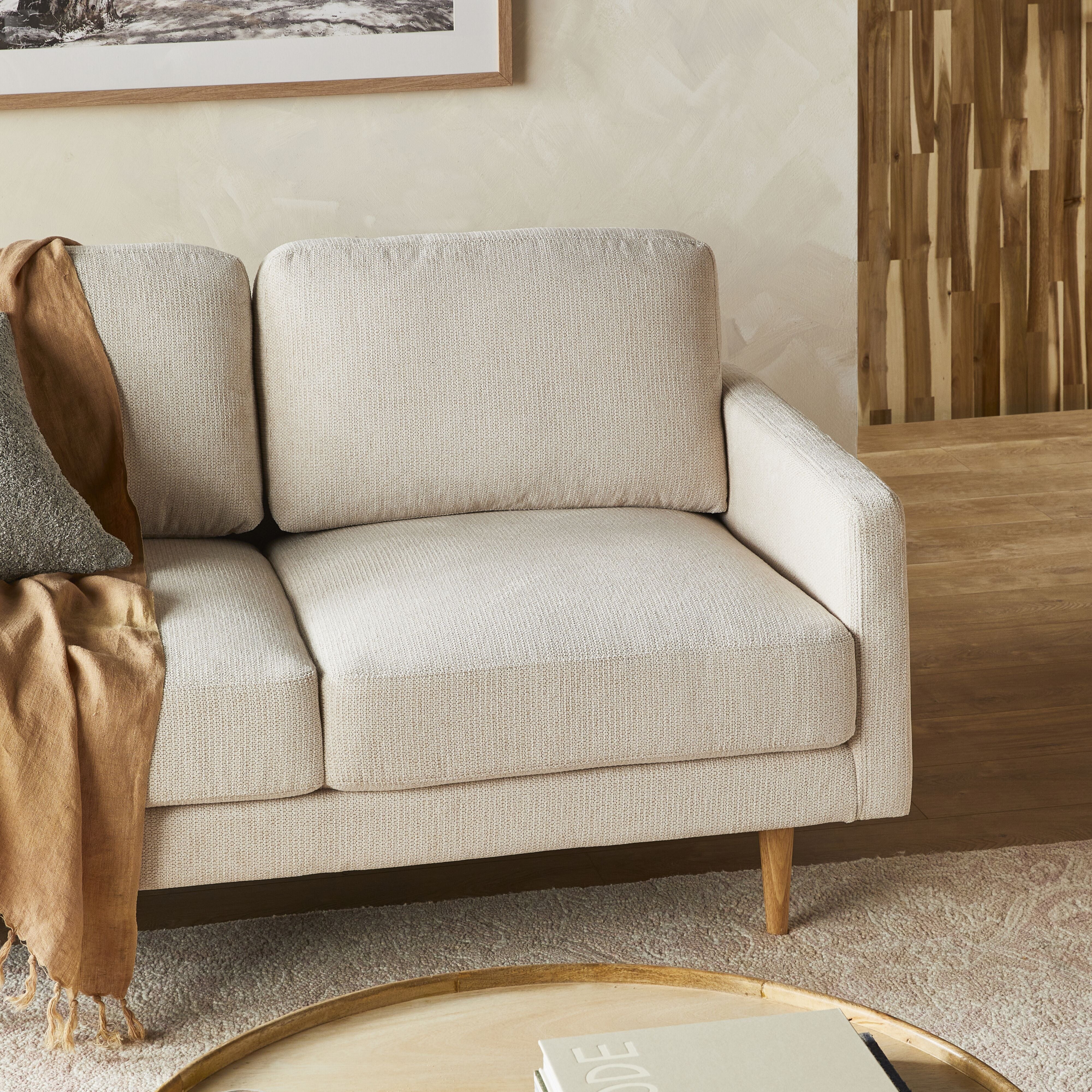 Boden 2 Seater Sofa - Sorrento Almond Upholstered Loveseat for Living Room, Small Space & Apartment | Comfortable Modern Couch for Lounge, Reading Nook & Guest Seating