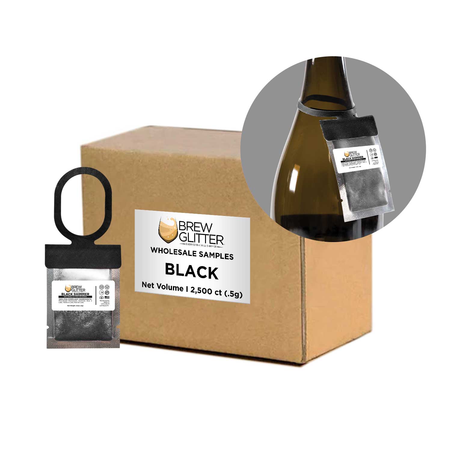 Black Brew Glitter® Necker - Bulk Wholesale Scarf for Women & Men | Perfect for Parties, Festivals, and Fashion Accessories
